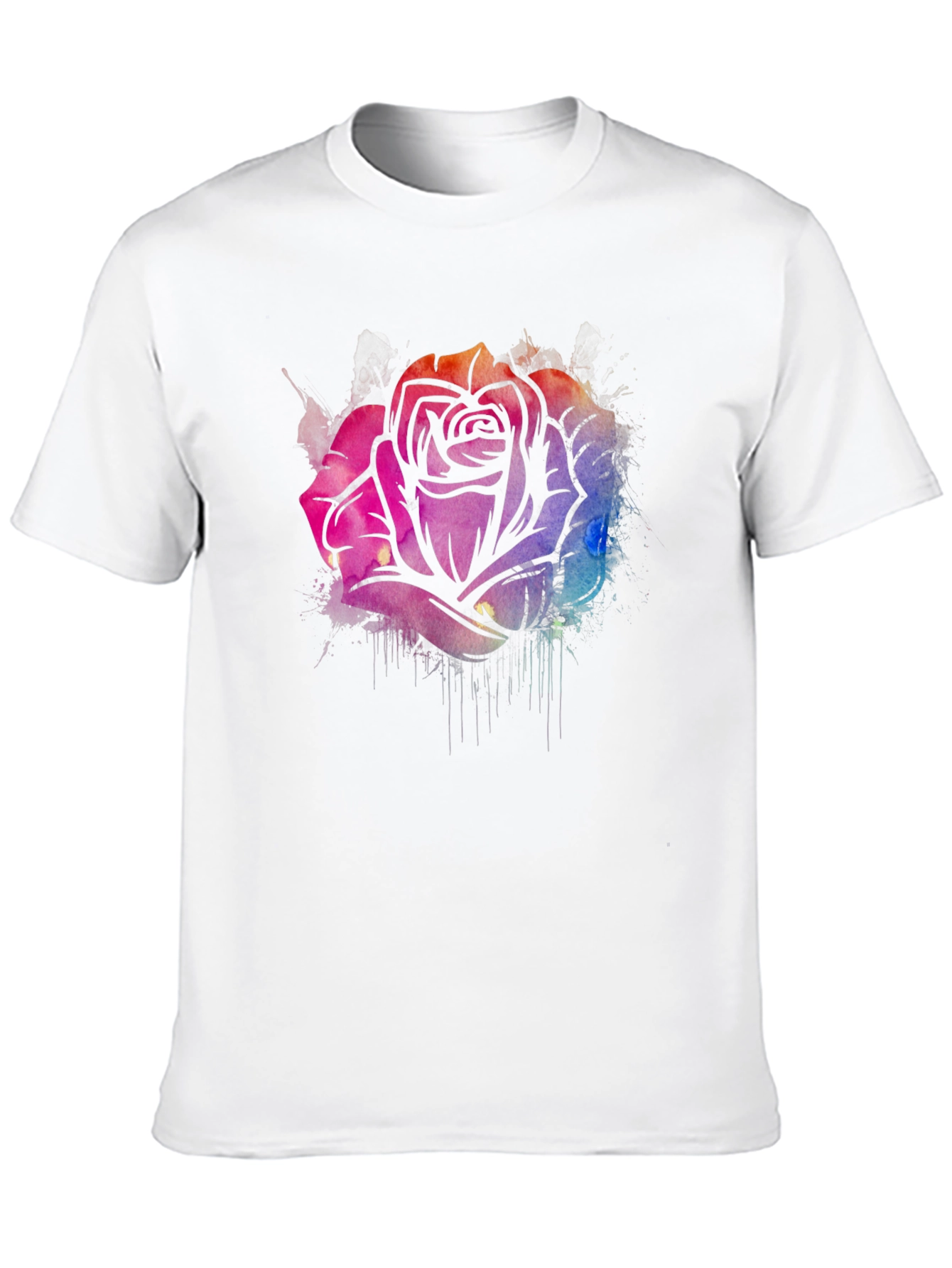 Black Watercolor Rose Graphic Tee - Stylish Black T-Shirt view 10