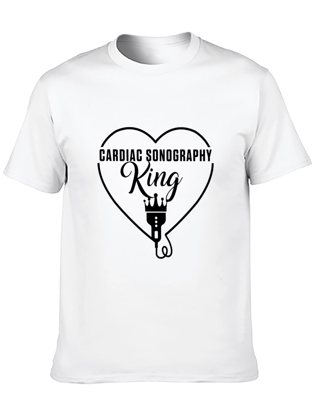 Black Cardiac Sonography King Black T-Shirt view 10