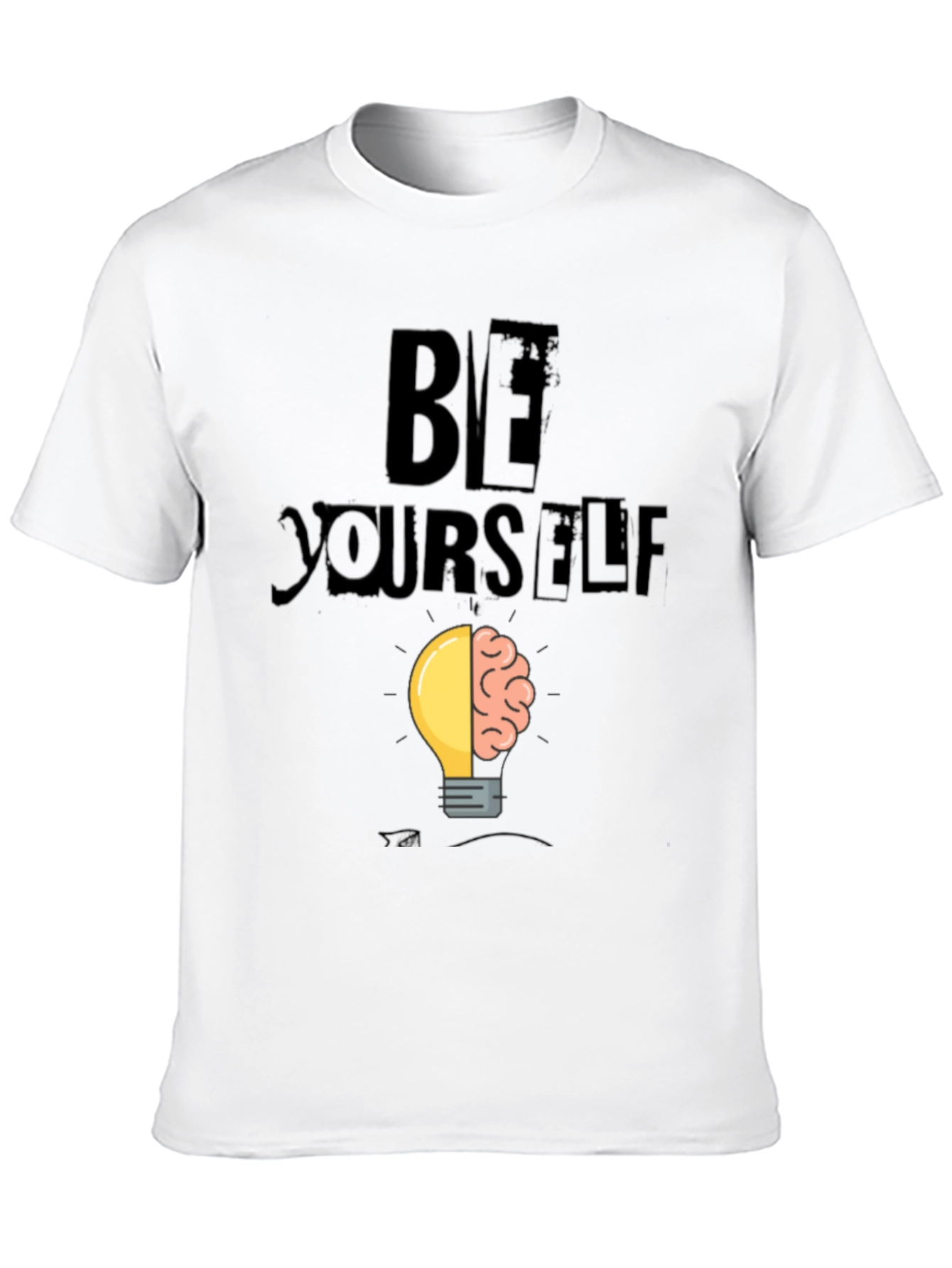 Black Be Yourself Brain Idea Lightbulb Graphic T-Shirt view 10