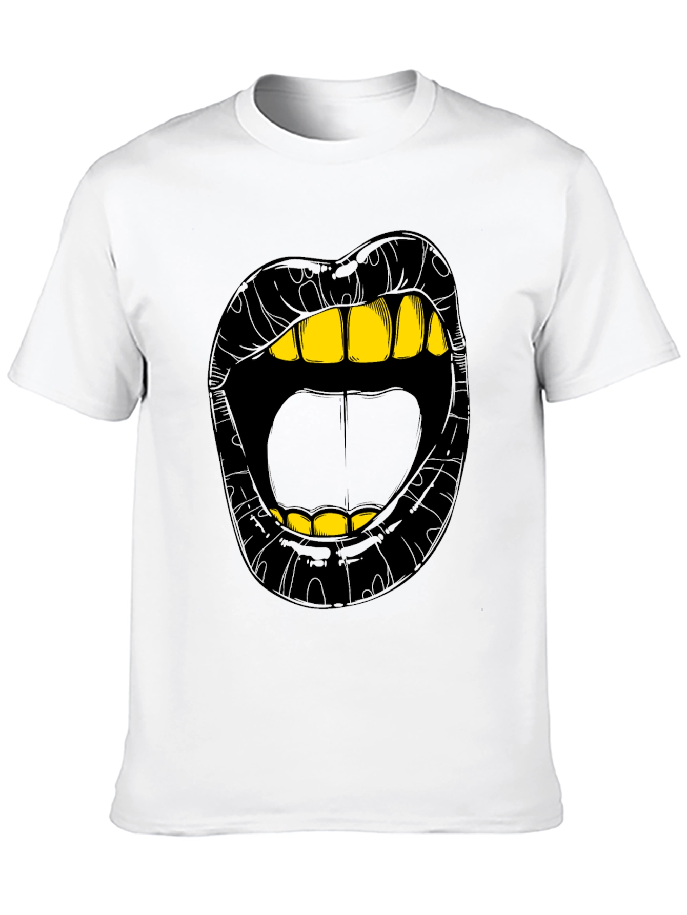 Black Bold Lip Graphic Tee - Gold Teeth Black Shirt view 10