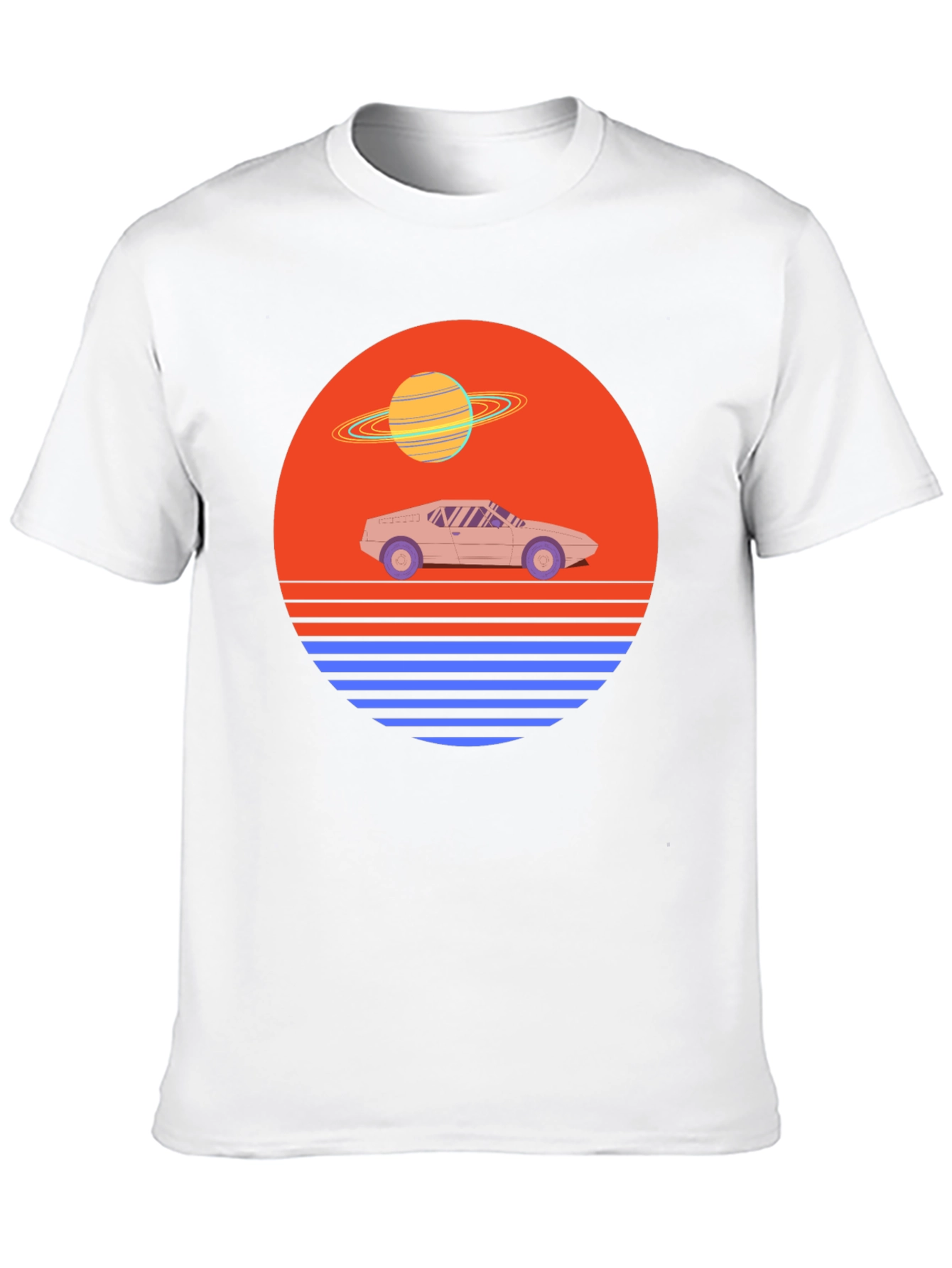 Black Retro Synthwave Car T-Shirt view 10