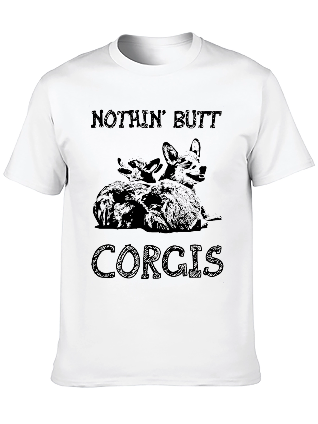 Black Nothin' Butt Corgis Graphic T-Shirt view 10