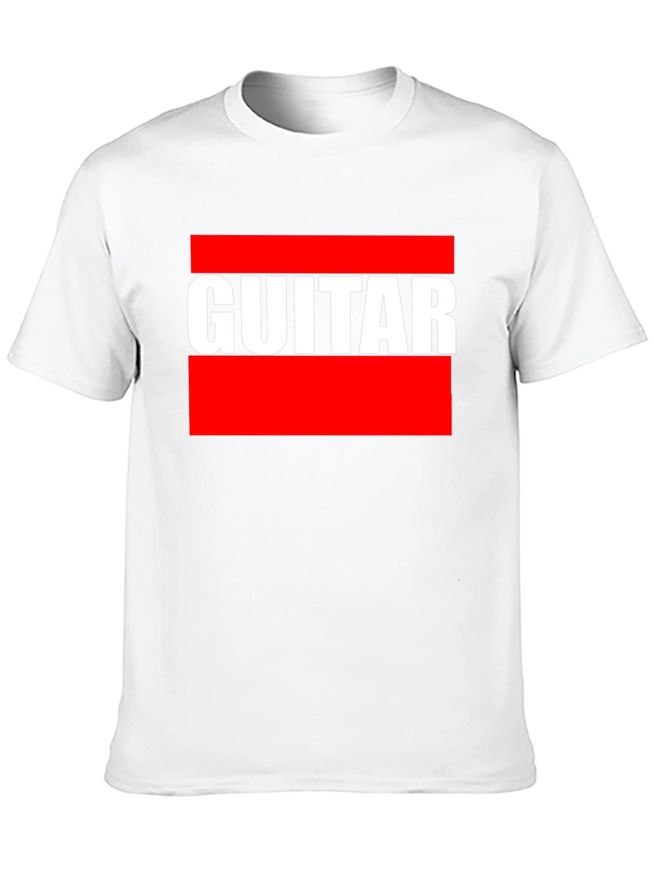 Black Guitar T-Shirt - Bold Red and White Design view 10