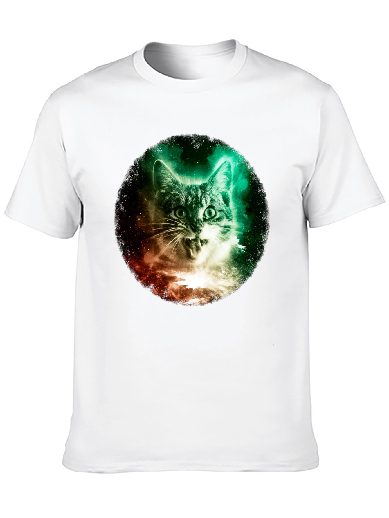 Black Cosmic Cat Graphic Tee - Galaxy Kitten T-Shirt view 10