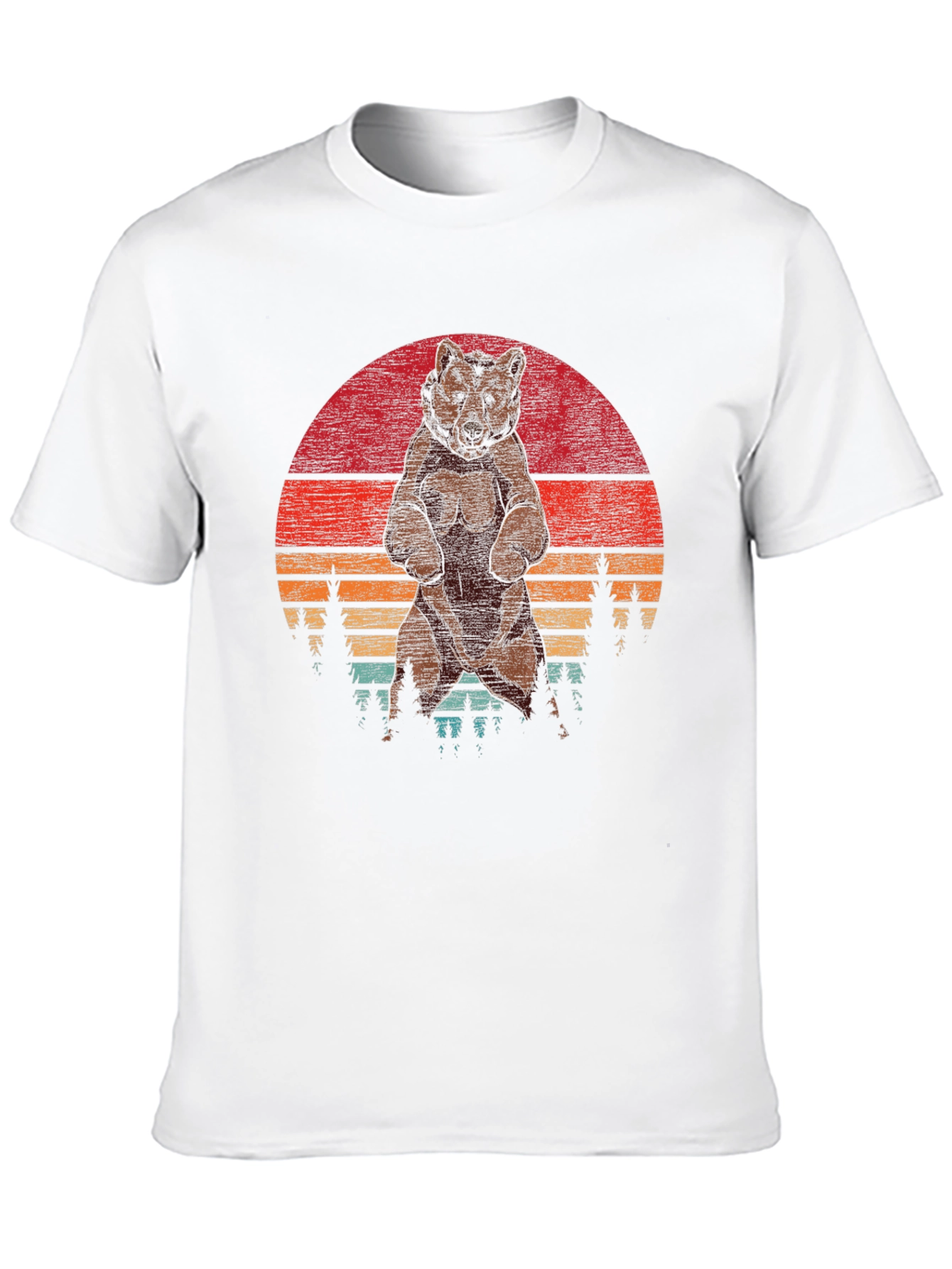 Black Retro Bear Sunset T-Shirt - Vintage Style Design view 10