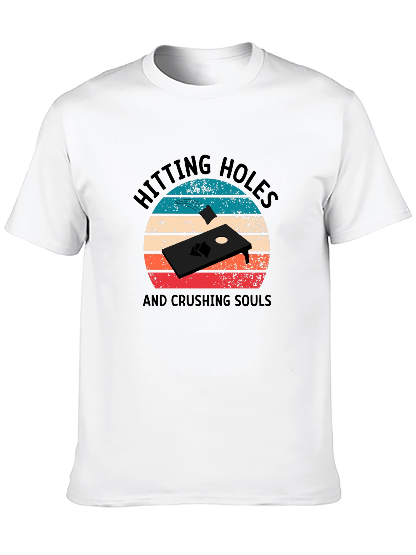 Black Hitting Holes Cornhole T-Shirt view 10