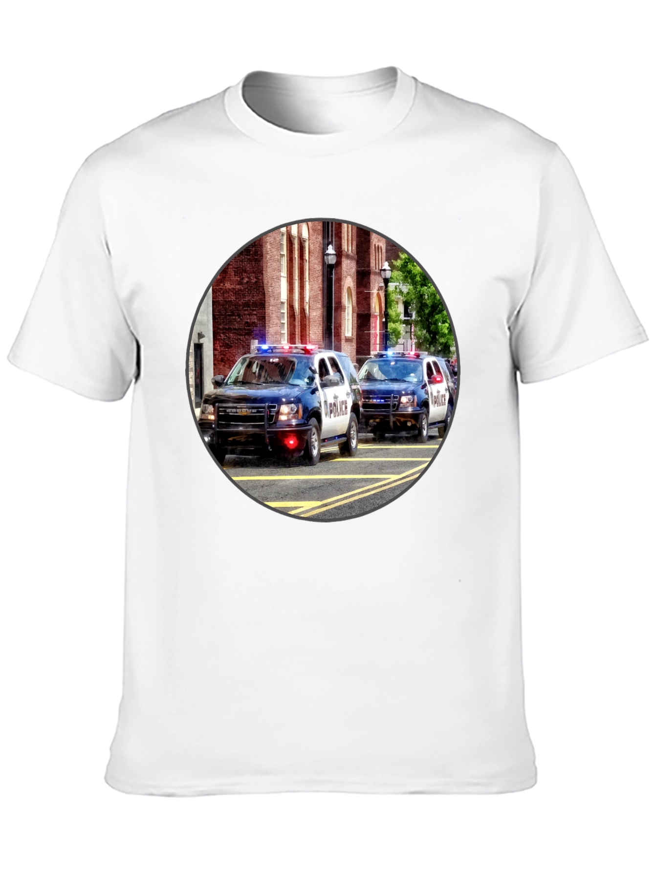 Black Police Car Graphic T-Shirt view 10