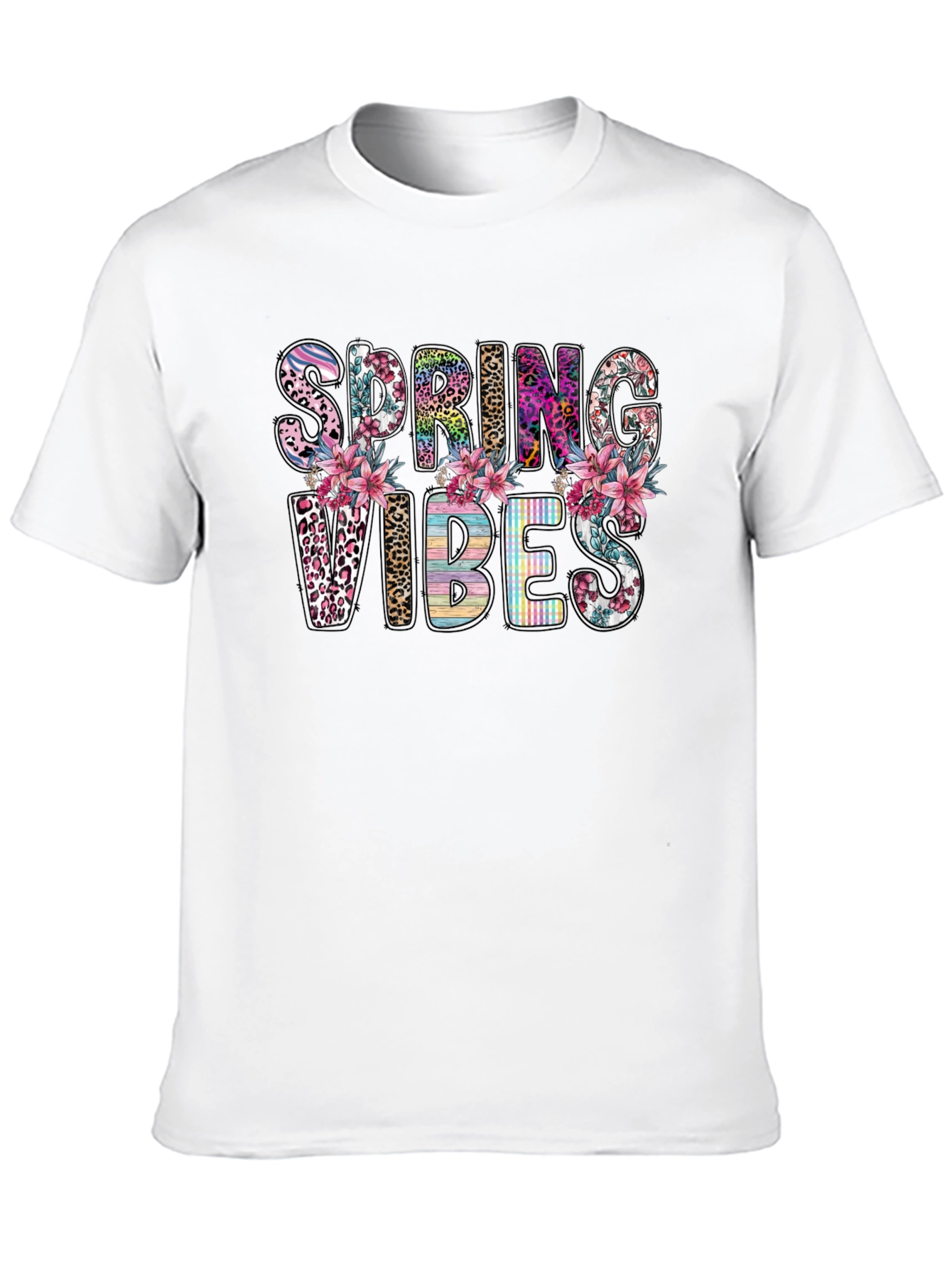 Black Spring Vibes Floral Graphic T-Shirt view 10