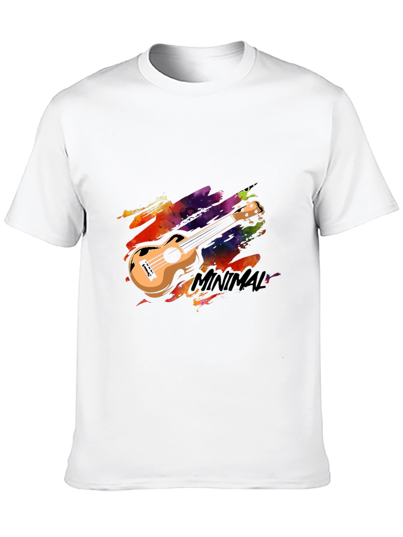 Black Minimal Ukulele Graphic Tee - Stylish Black T-Shirt view 10