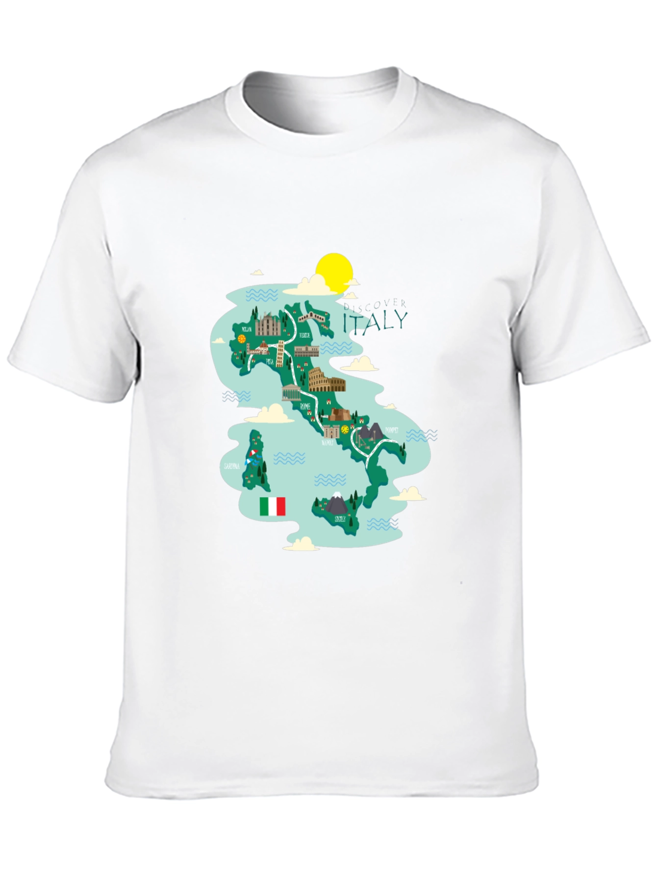 Black Italy Map Graphic Tee - Travel Souvenir view 10