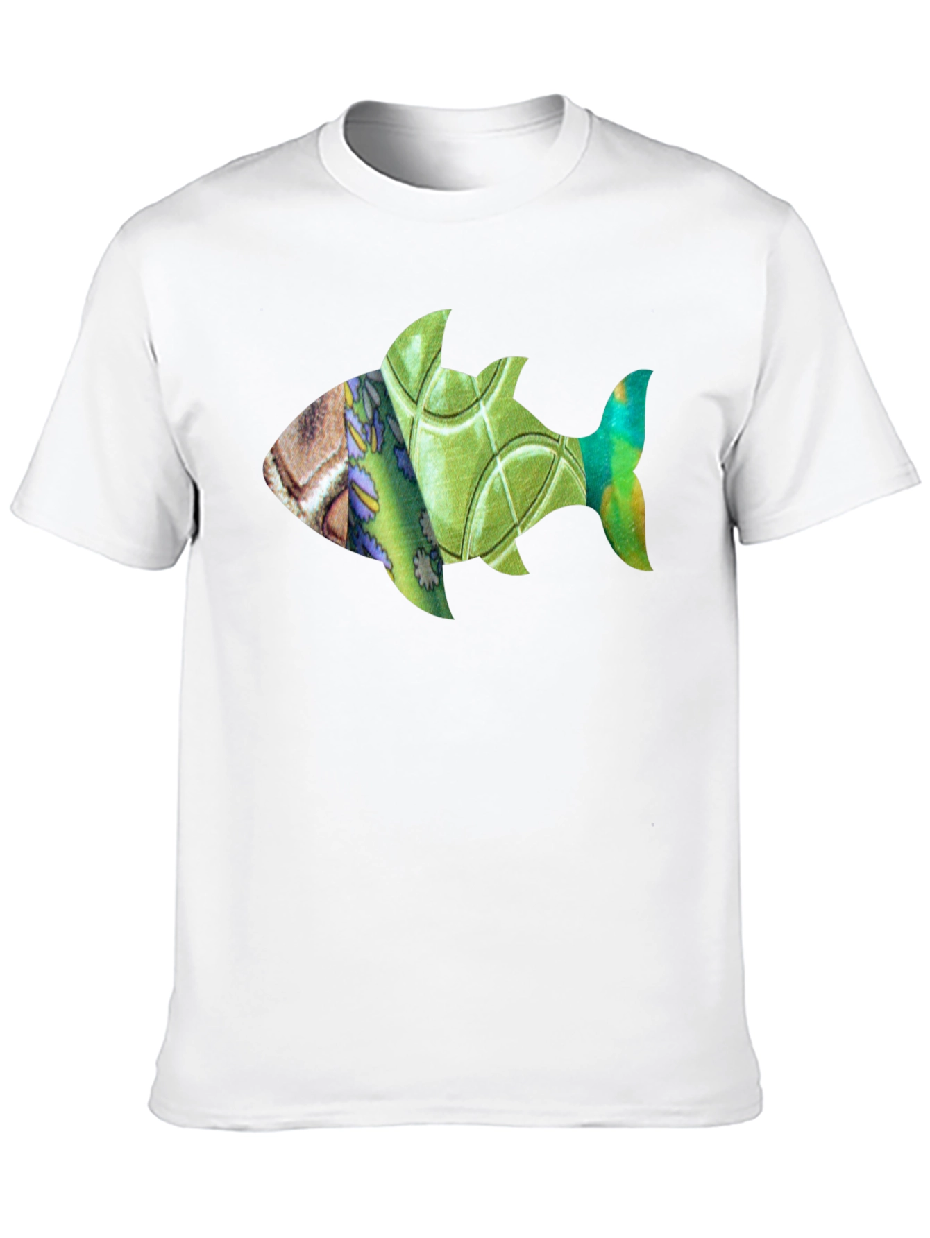 Black Artistic Fish Print Black T-Shirt view 10