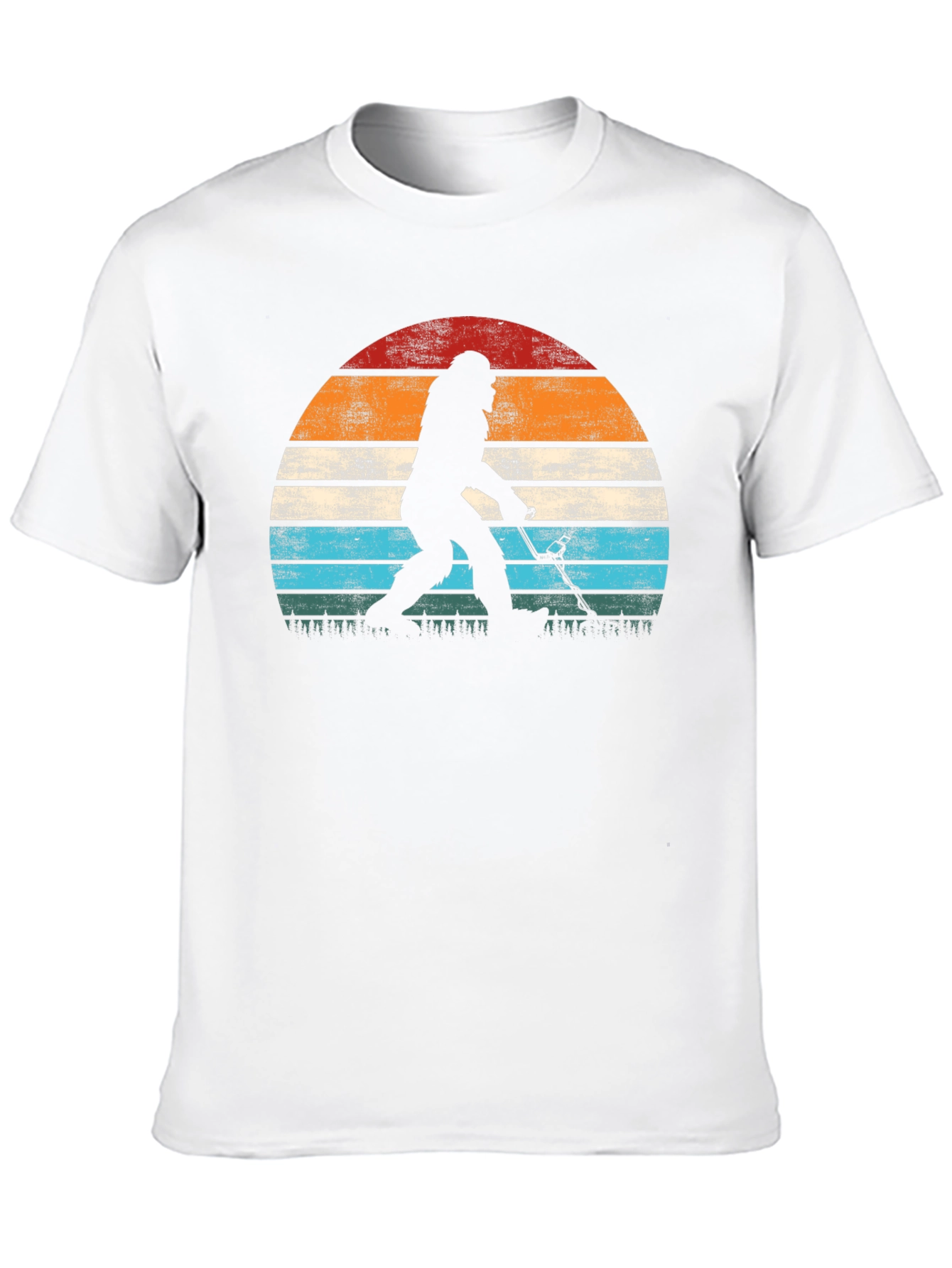Black Bigfoot Hockey Sunset Graphic T-Shirt view 10