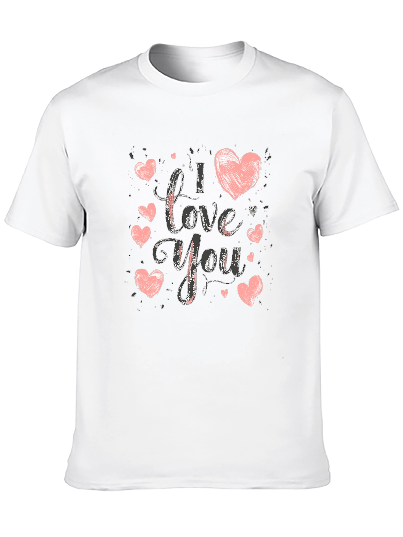Black I Love You Graphic Print Crew Neck T-Shirt view 10
