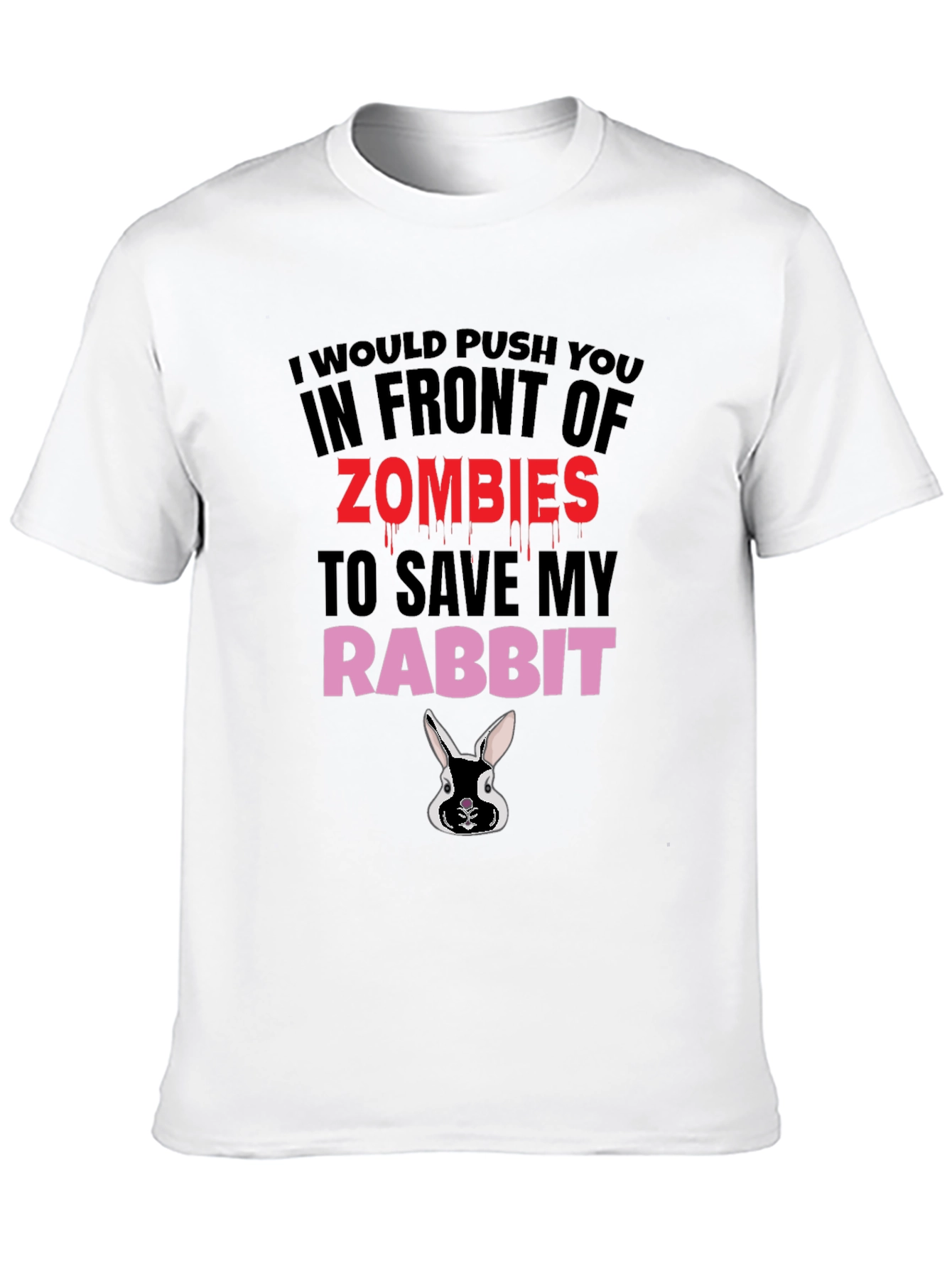Black Zombie Rabbit Humor T-Shirt view 10
