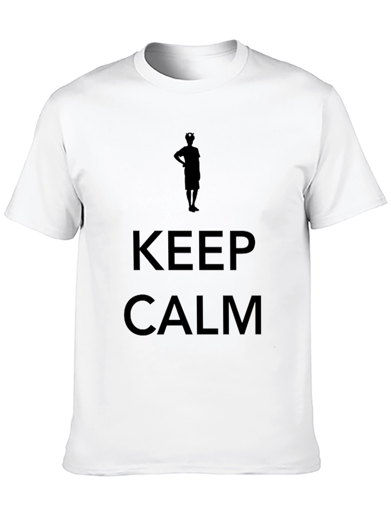 Black Men's "Keep Calm" Graphic Print Black T-Shirt view 10