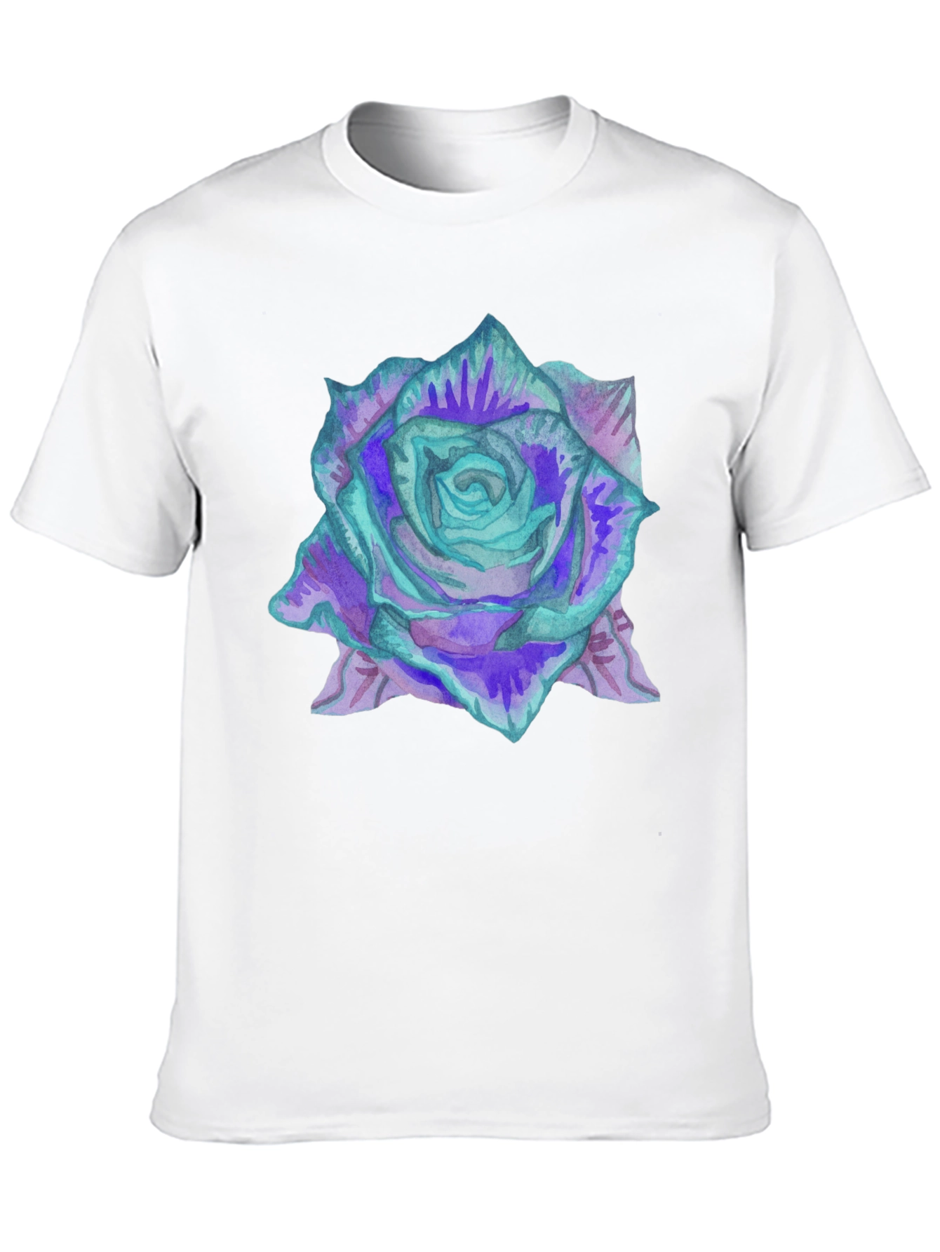 Black Watercolor Rose Print Black Tee view 10