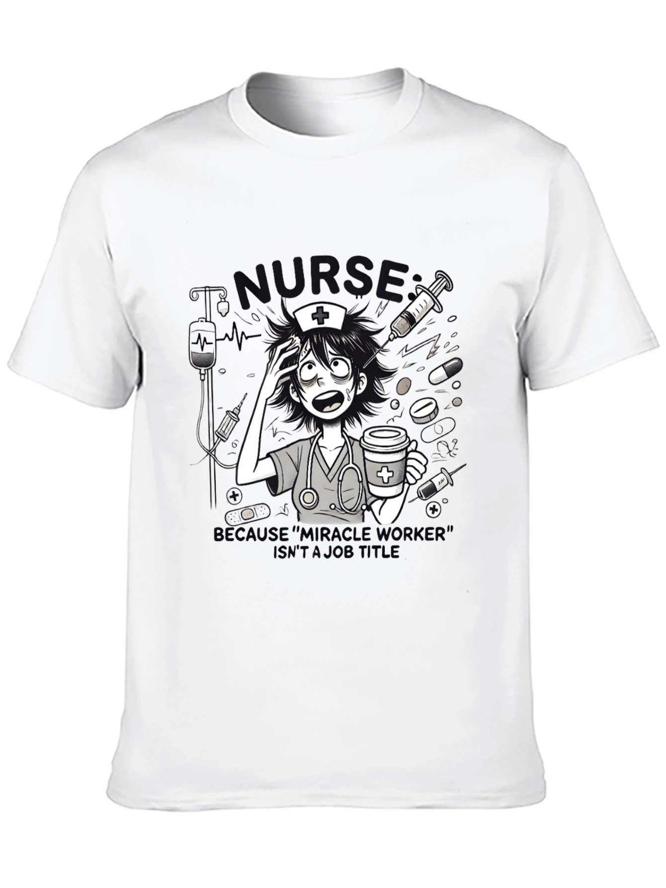 Black Nurse Graphic Tee - Because "Miracle Worker" view 10