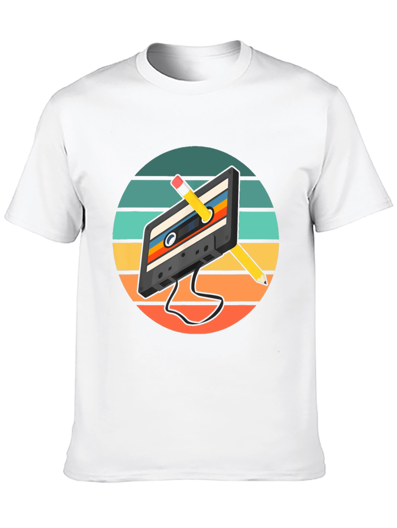 Black Retro Cassette Tape & Pencil Graphic Tee view 10