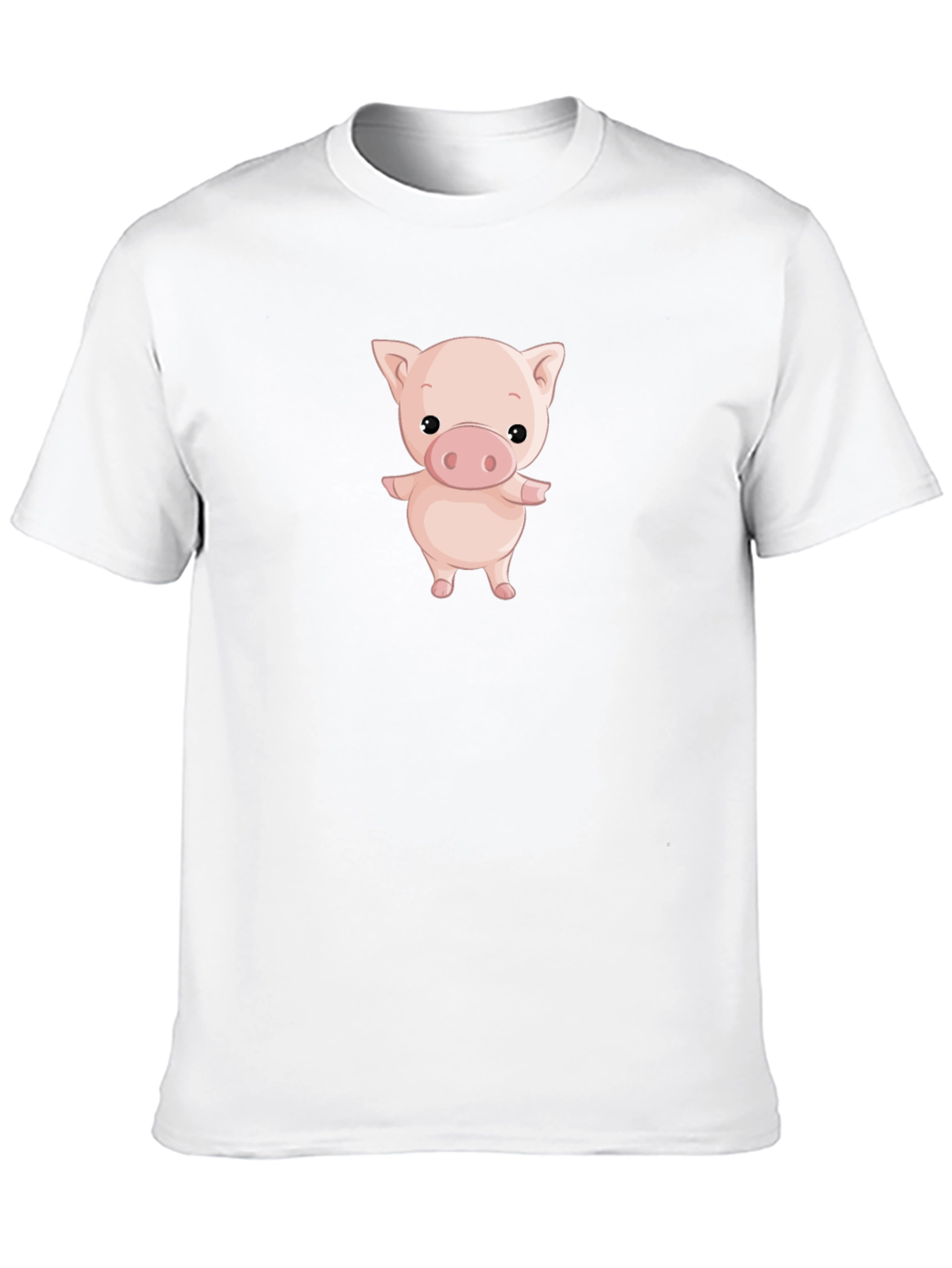 Black Cute Pig Graphic Black T-Shirt view 10