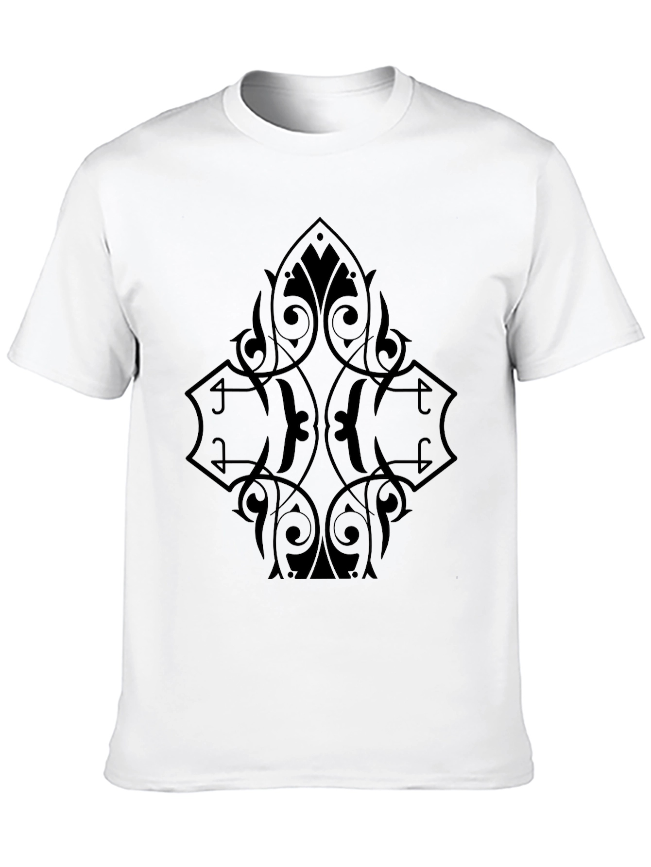 Black Men's Black Graphic Tee - Ornate Diamond Design view 10