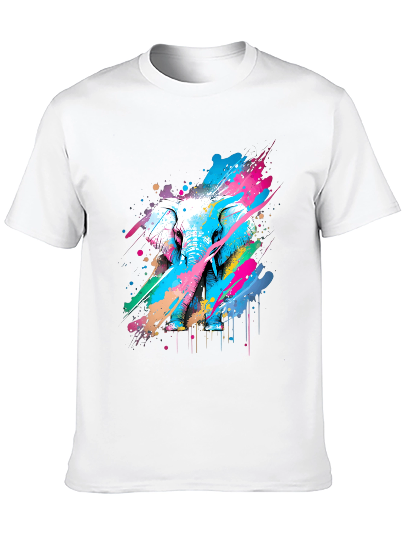 Black Colorful Elephant Graphic T-Shirt - Artistic Design view 10