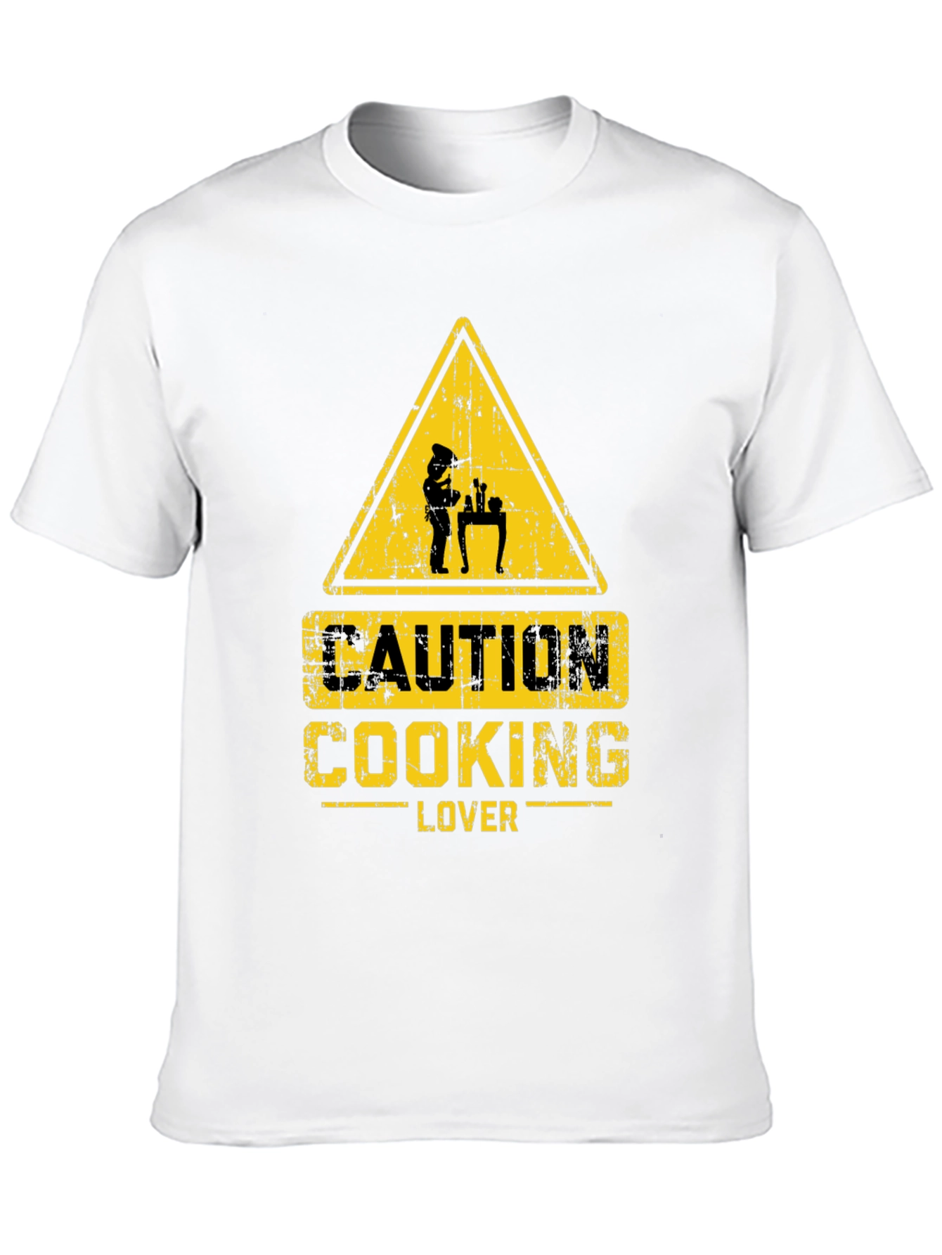 Black Caution Cooking Lover T-Shirt - Black view 10