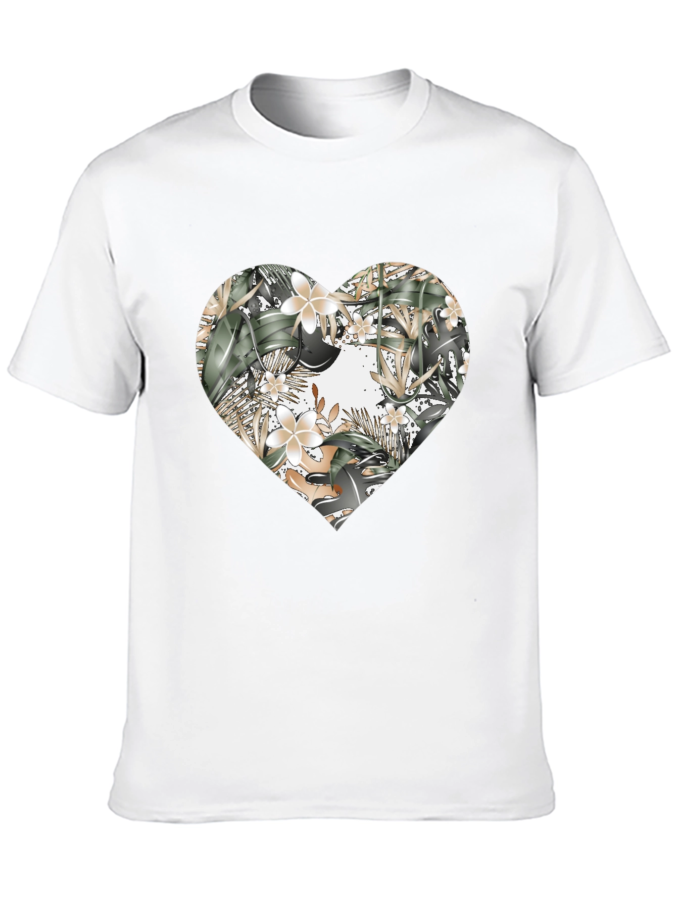 Black Floral Heart Graphic Tee - Stylish Black T-Shirt view 10
