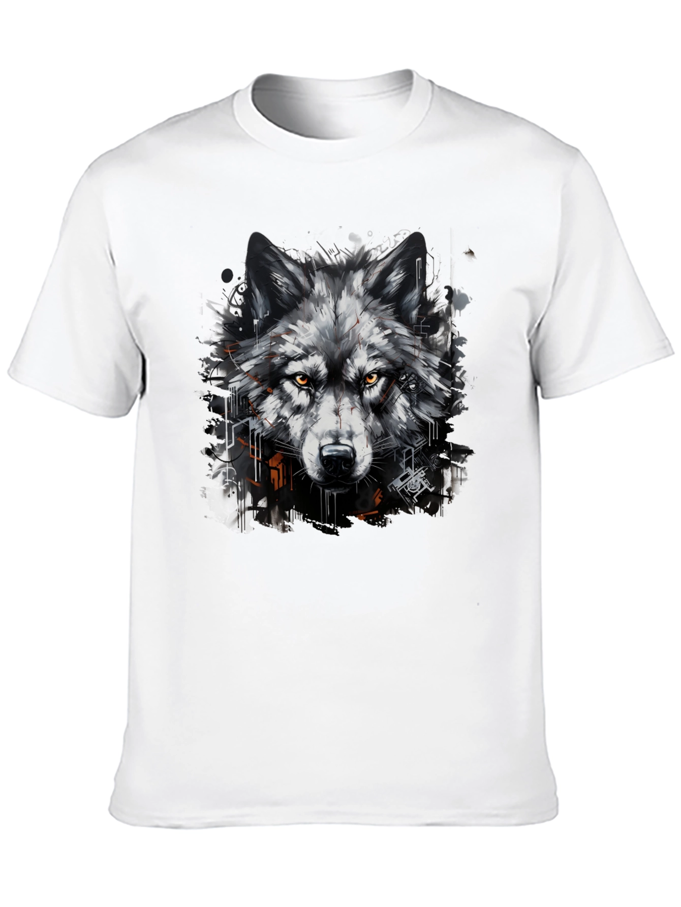 Black Wolf Graphic Print Black T-Shirt view 10