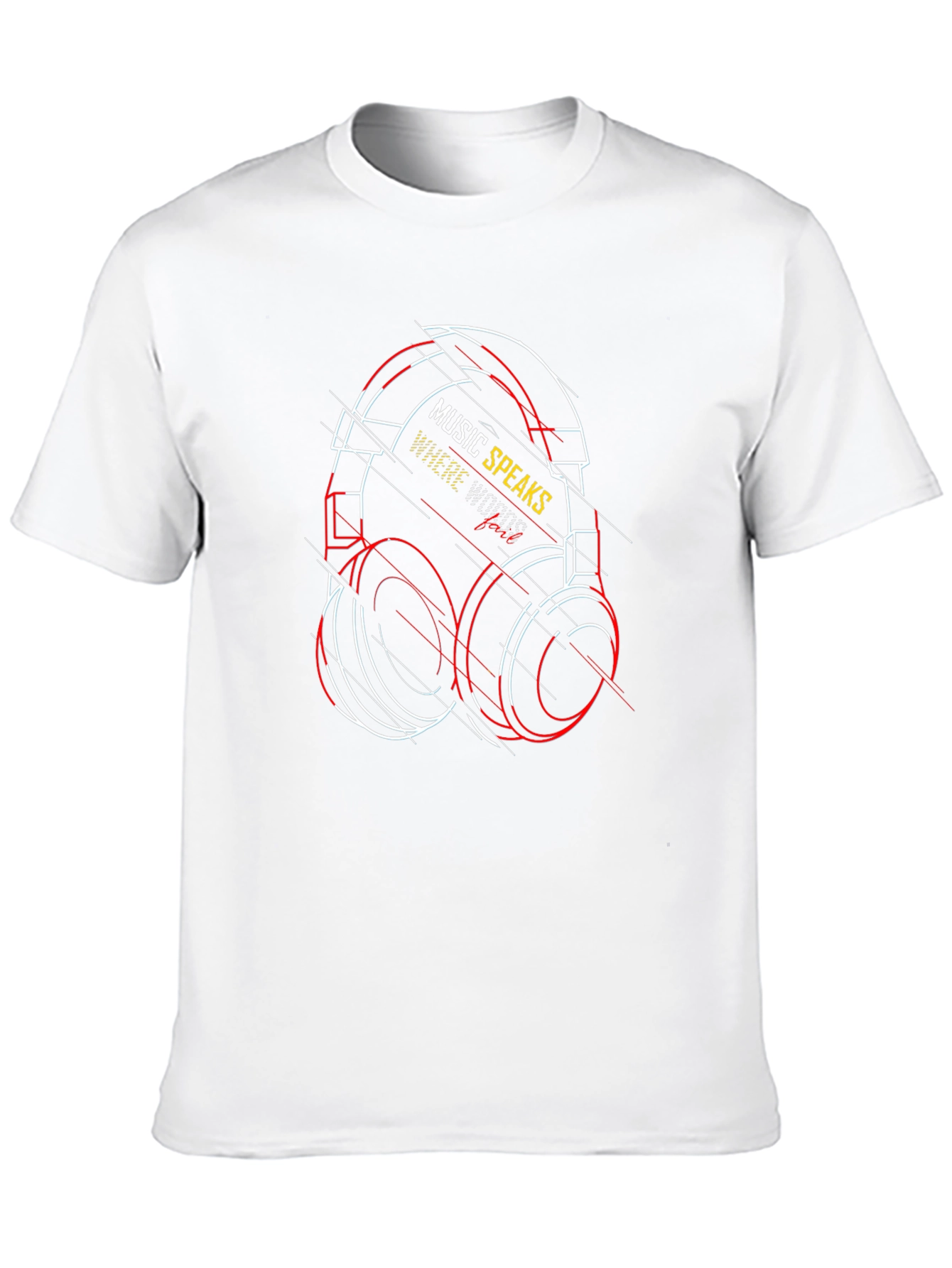 Black Music Speaks T-Shirt - Unique Headphones Design view 10