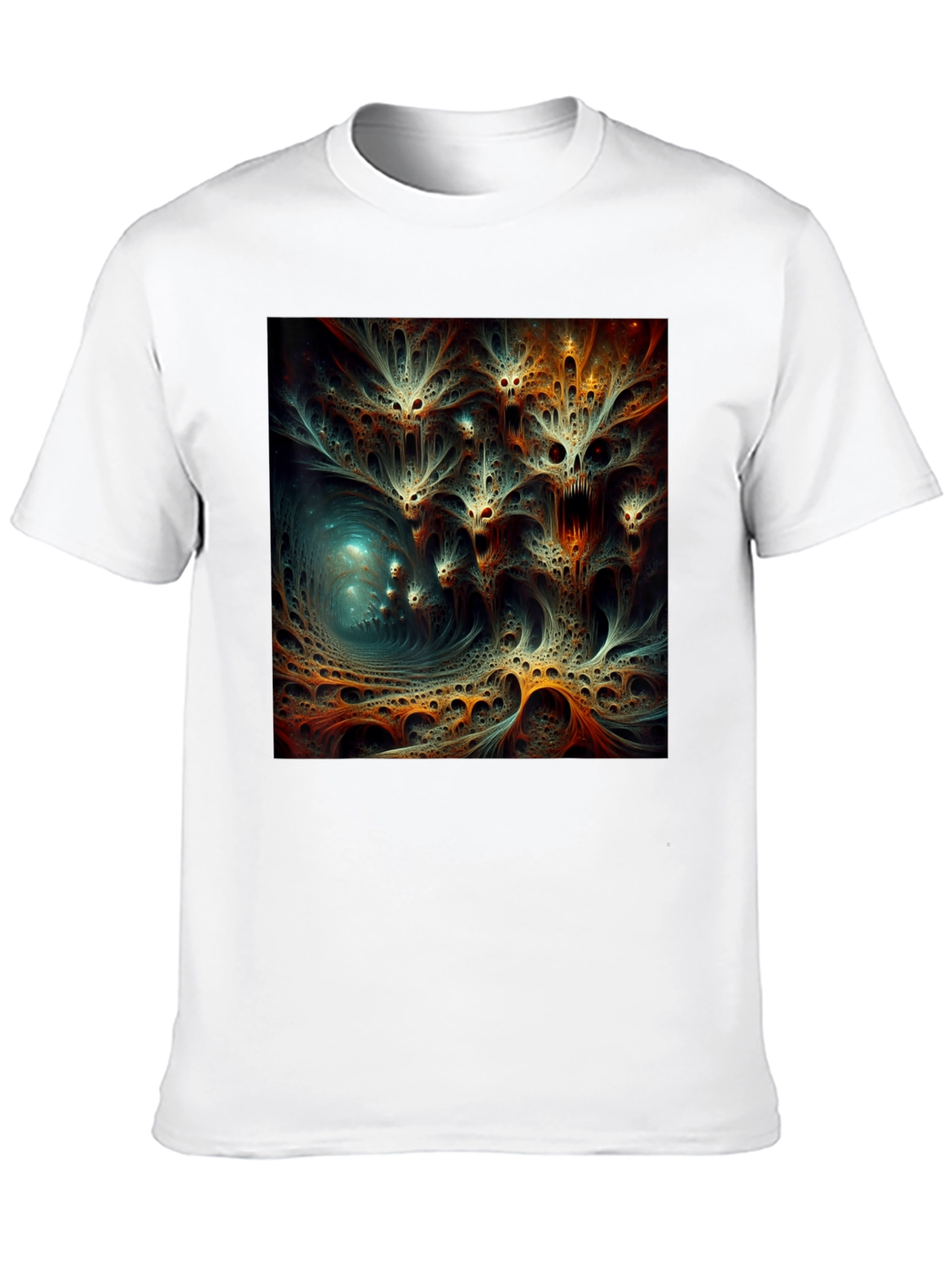 Black Abstract Fractal Design Black T-Shirt view 10