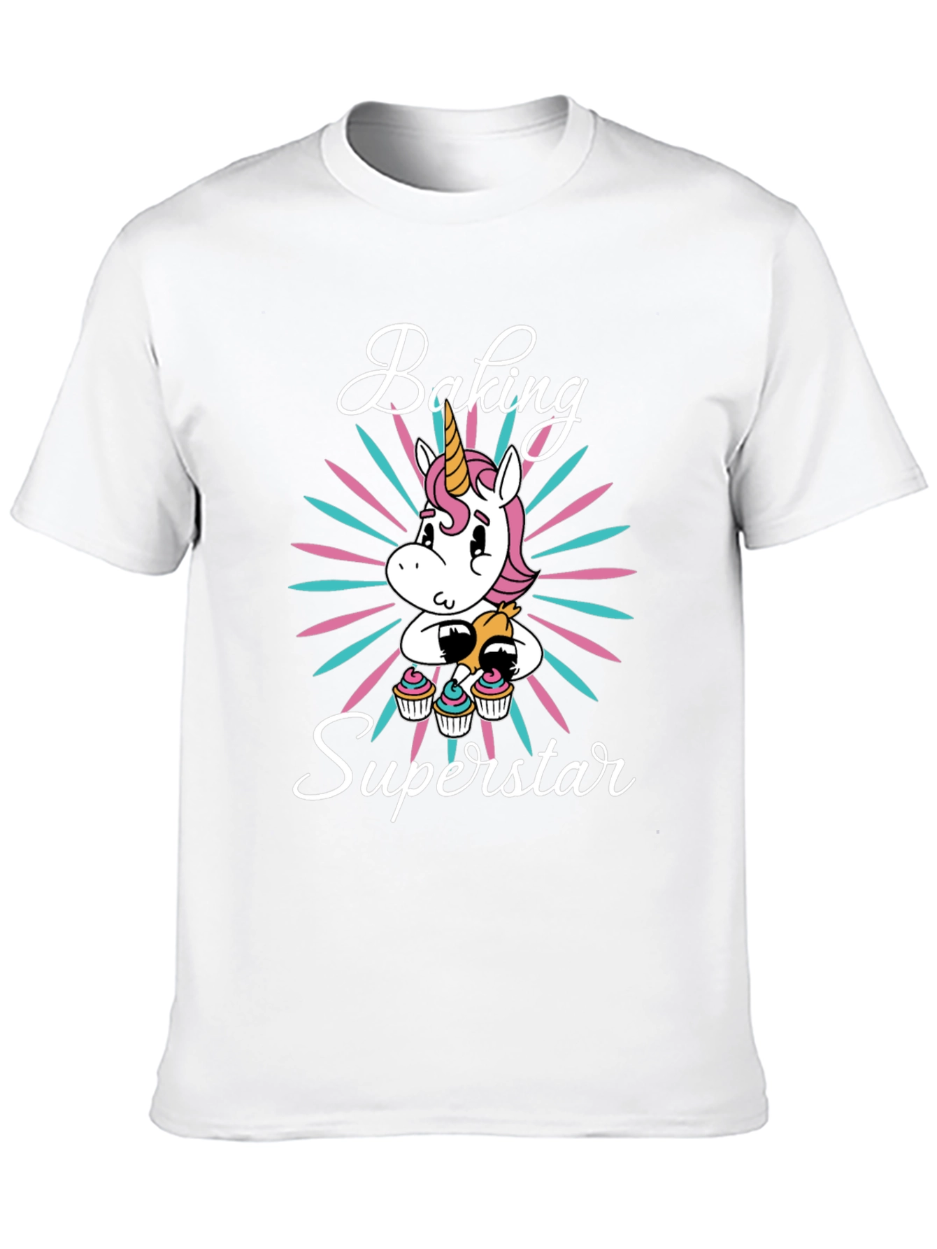 Black Baking Superstar Unicorn Graphic T-Shirt view 10