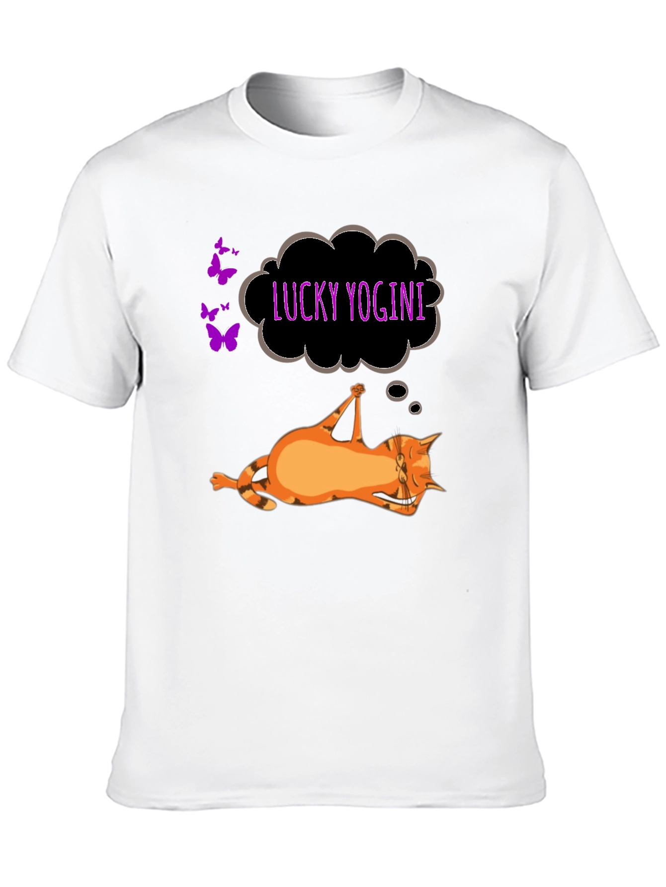Black Lucky Yogini Cat Black T-Shirt view 10