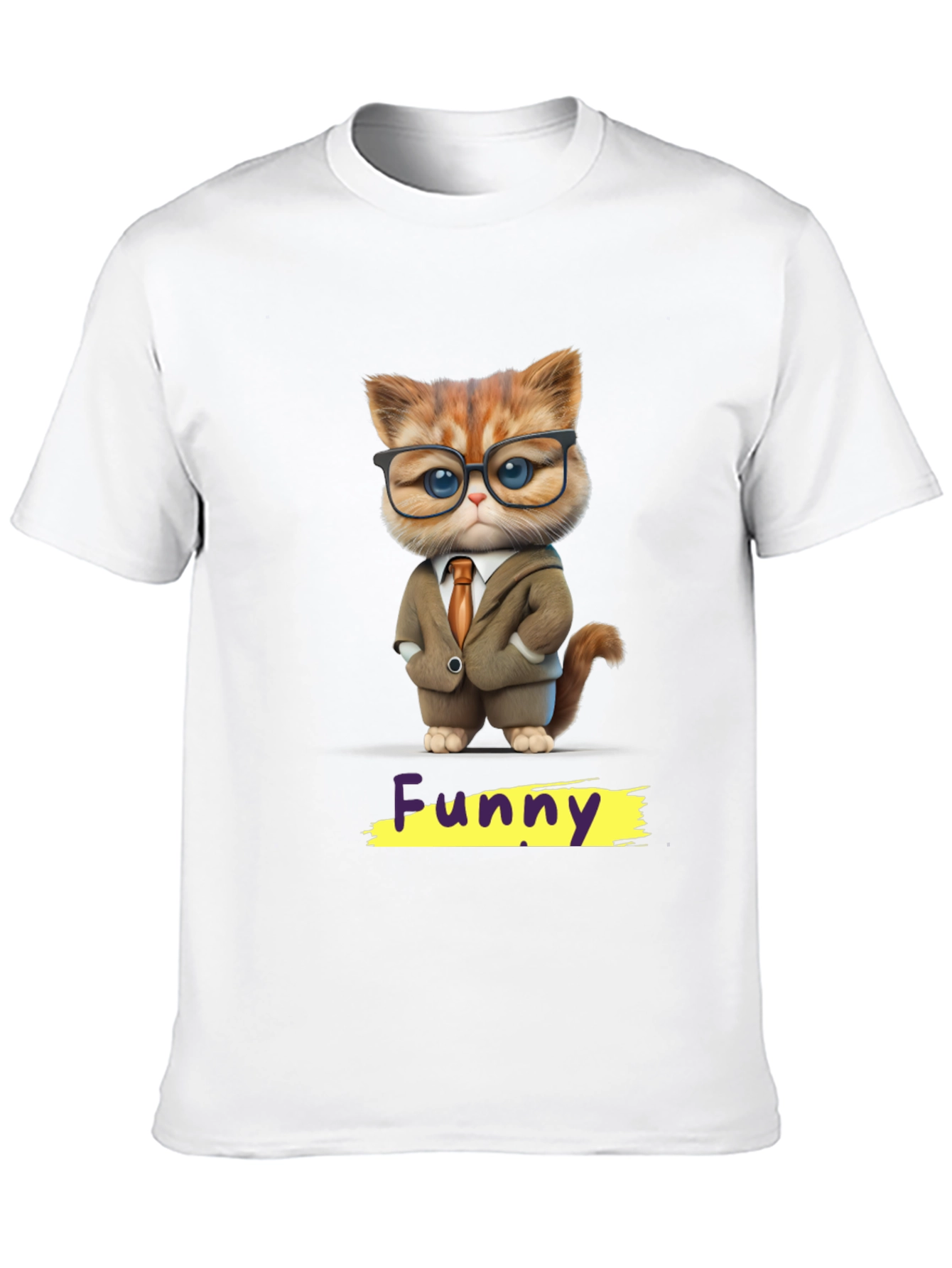 Black Funny Cat in Suit Graphic Tee view 10