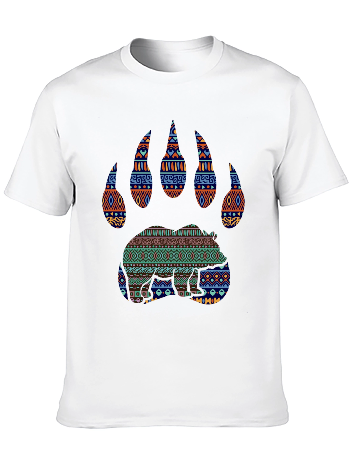 Black Tribal Bear Paw Print T-Shirt - Black view 10