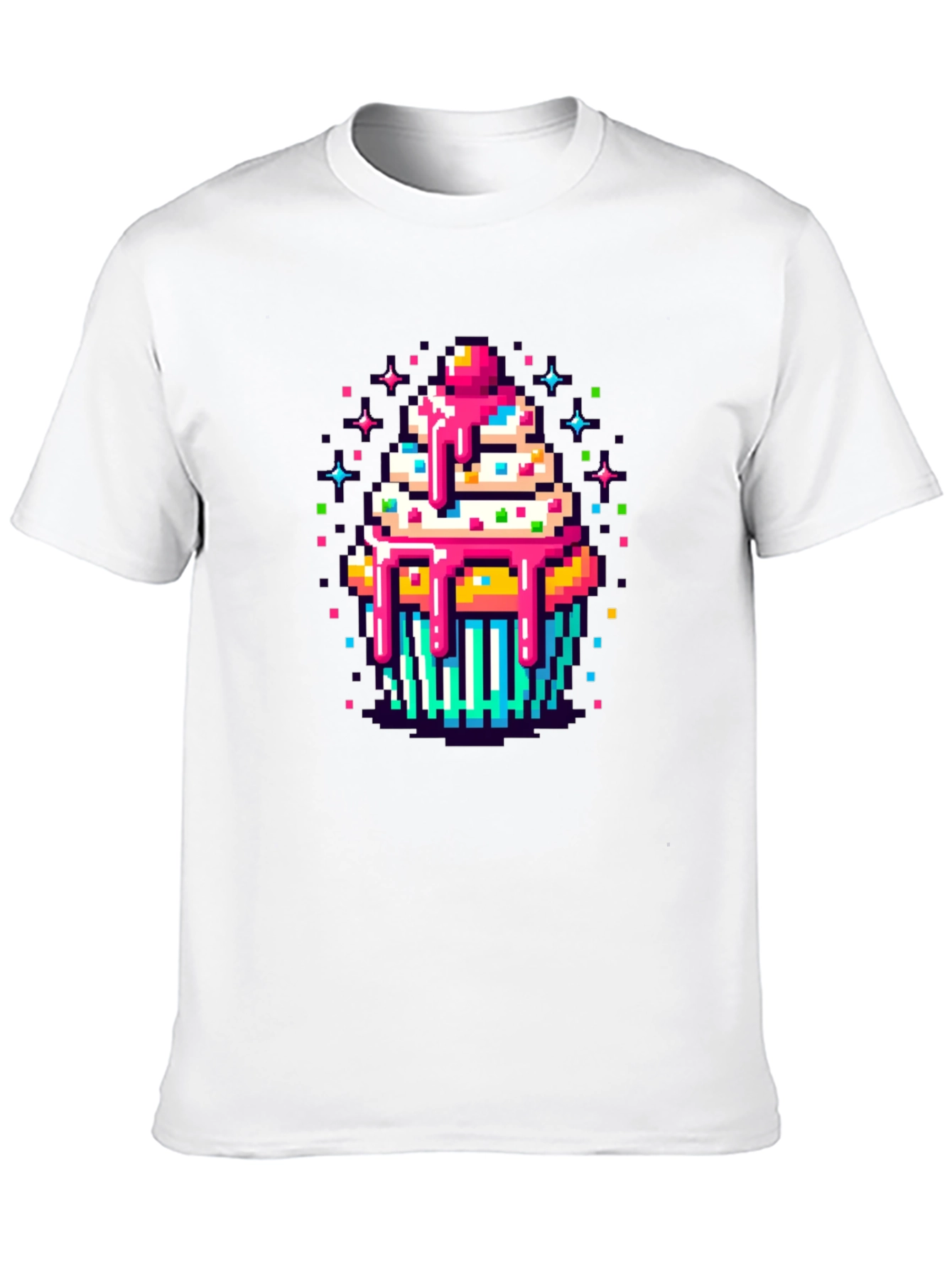 Black Pixel Art Cupcake Graphic Tee - Sweet Style! view 10