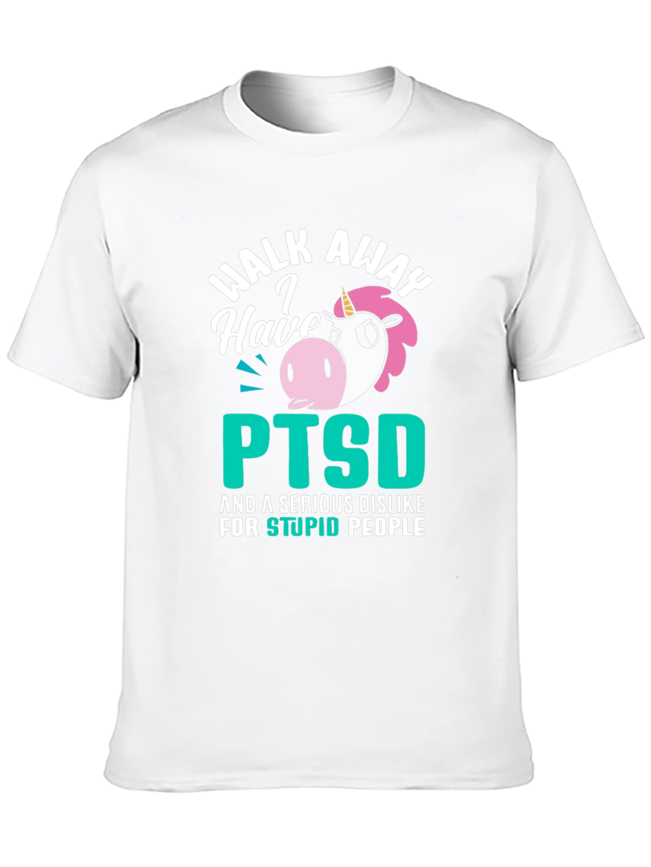 Black Walk Away PTSD Unicorn Graphic T-Shirt view 10
