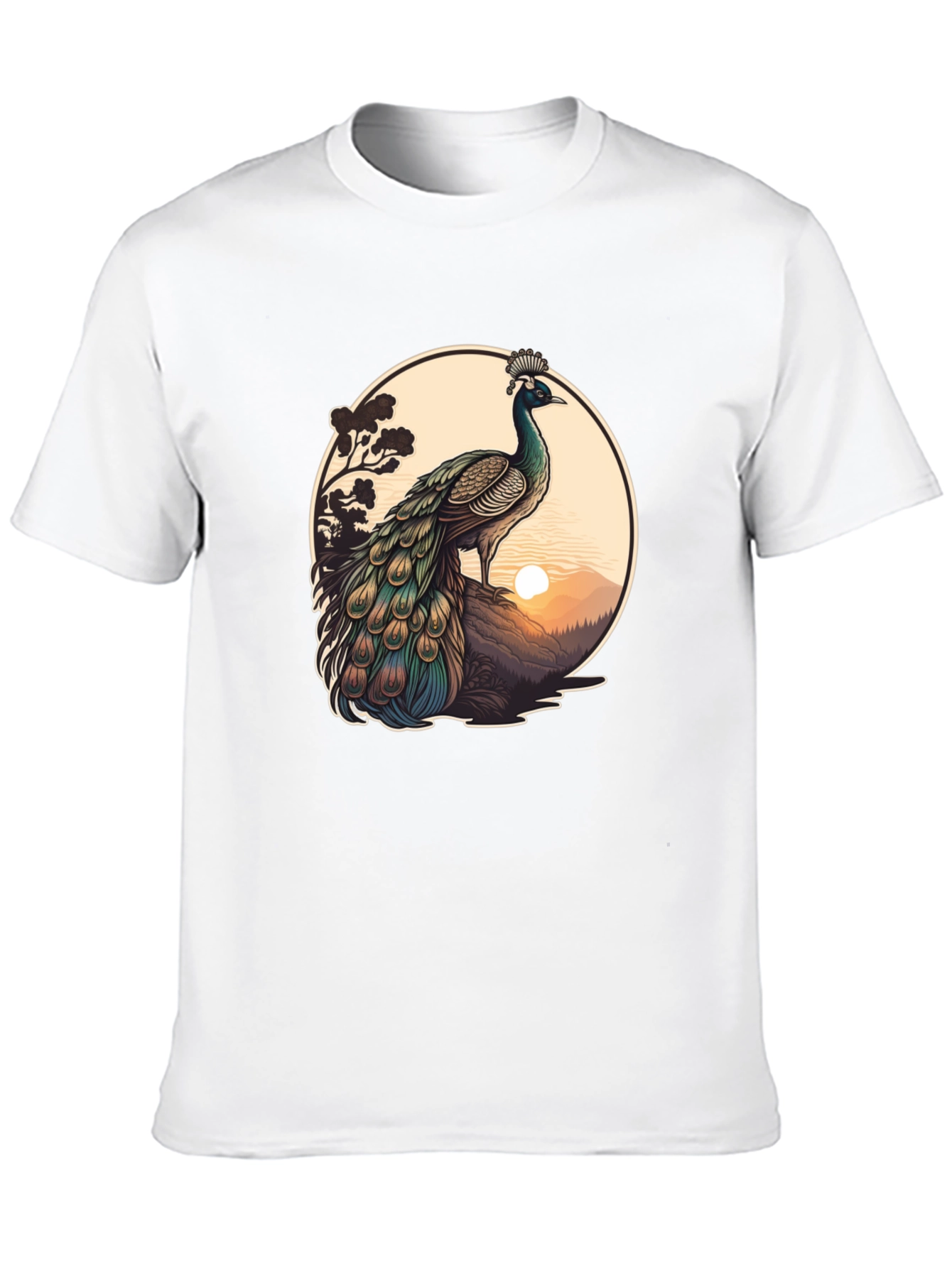 Black Peacock Graphic Tee - Nature Inspired Design view 10