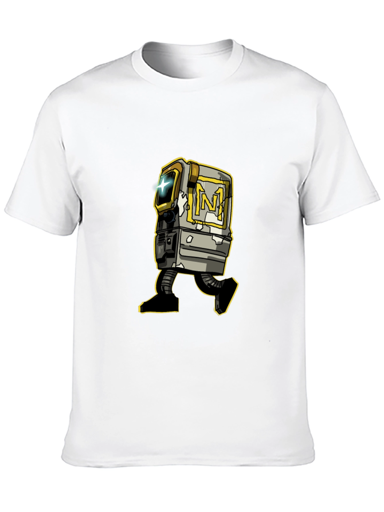 Black Retro Robot Graphic Tee - Stylish Black T-Shirt view 10