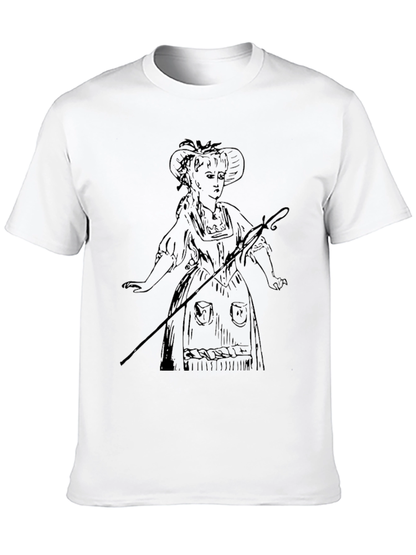 Black Vintage Woman Sketch Black T-Shirt view 10