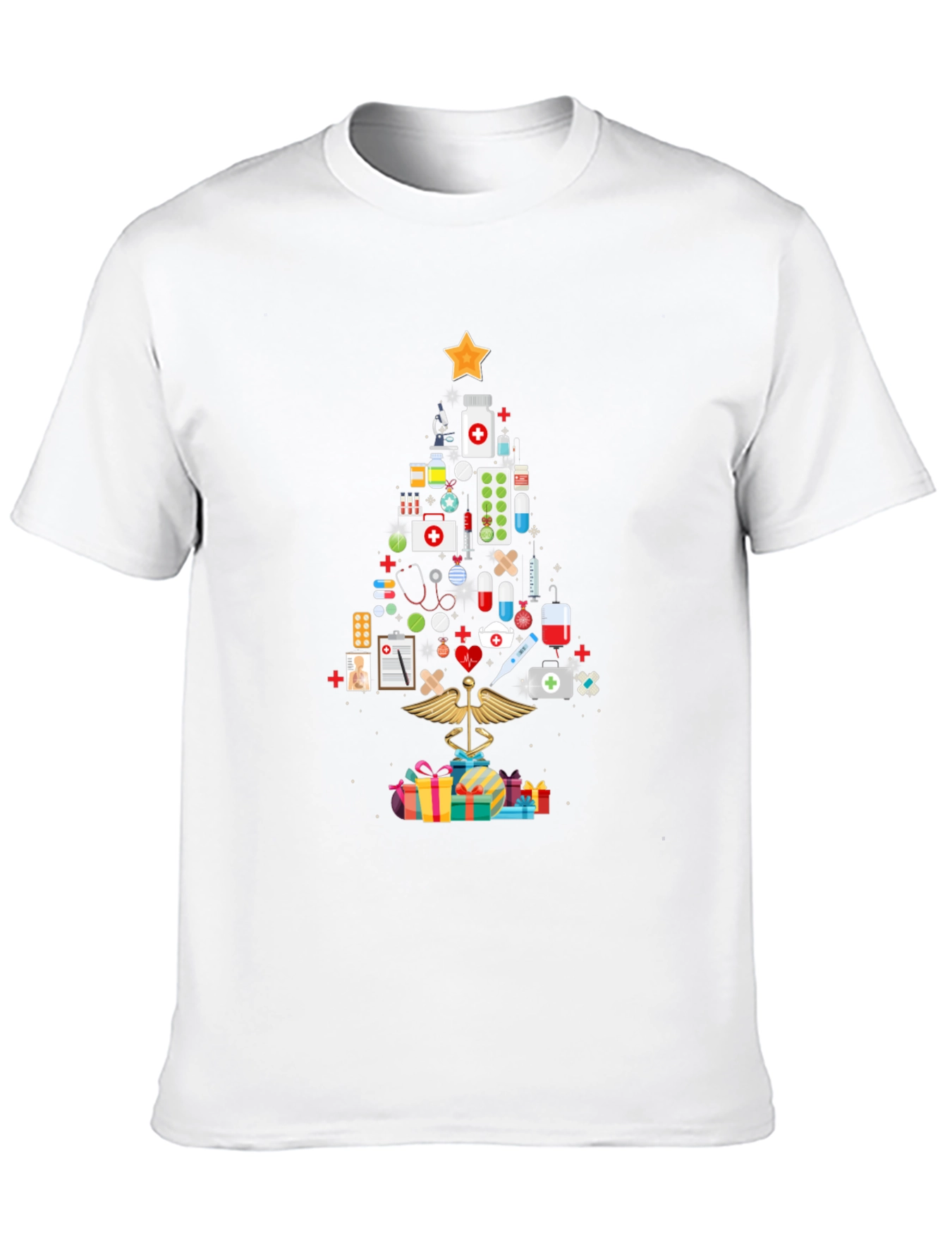 Black Medical Christmas Tree T-Shirt view 10