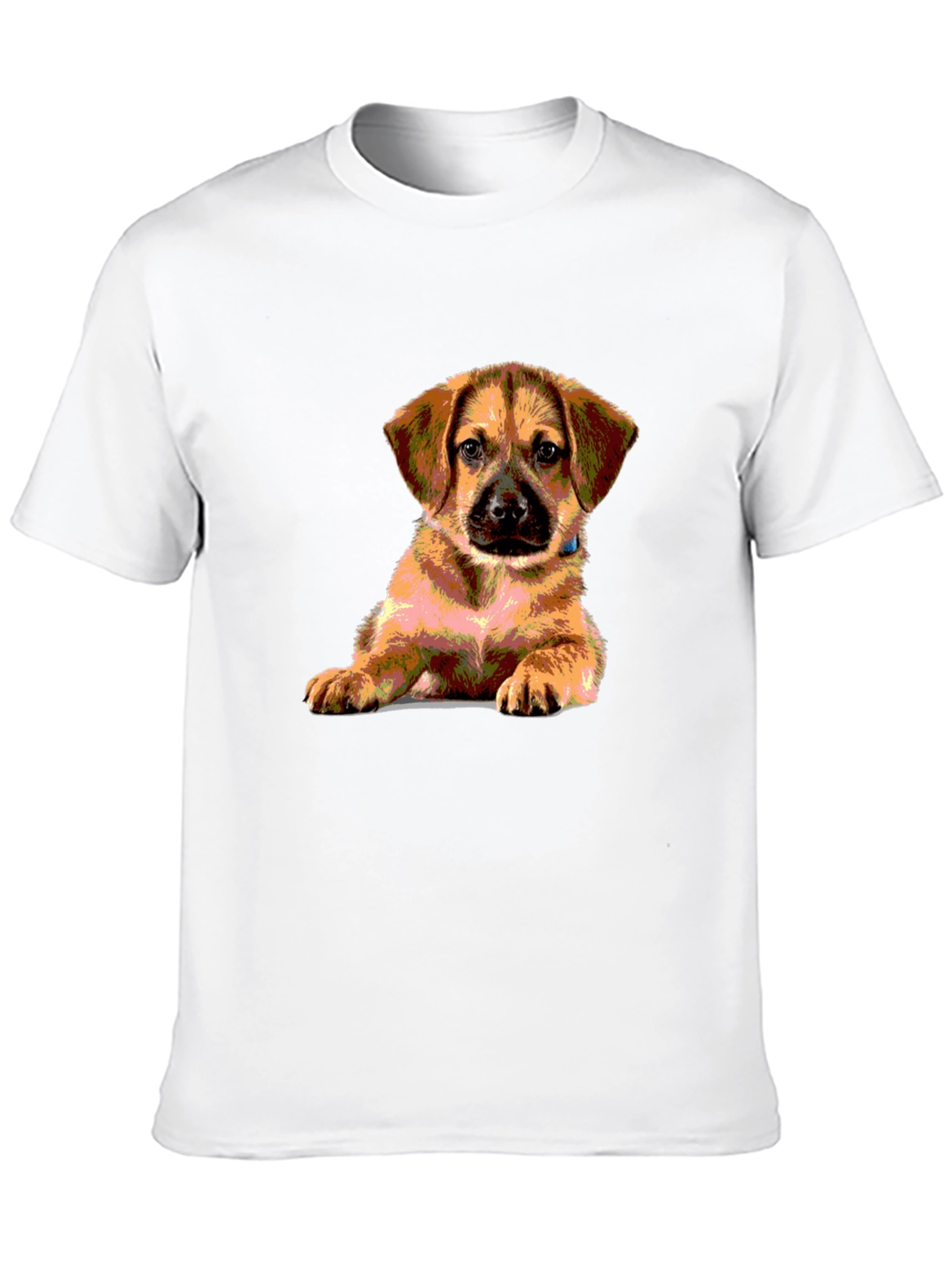 Black Puppy Print Black T-Shirt - Cute Dog Lover Tee view 10