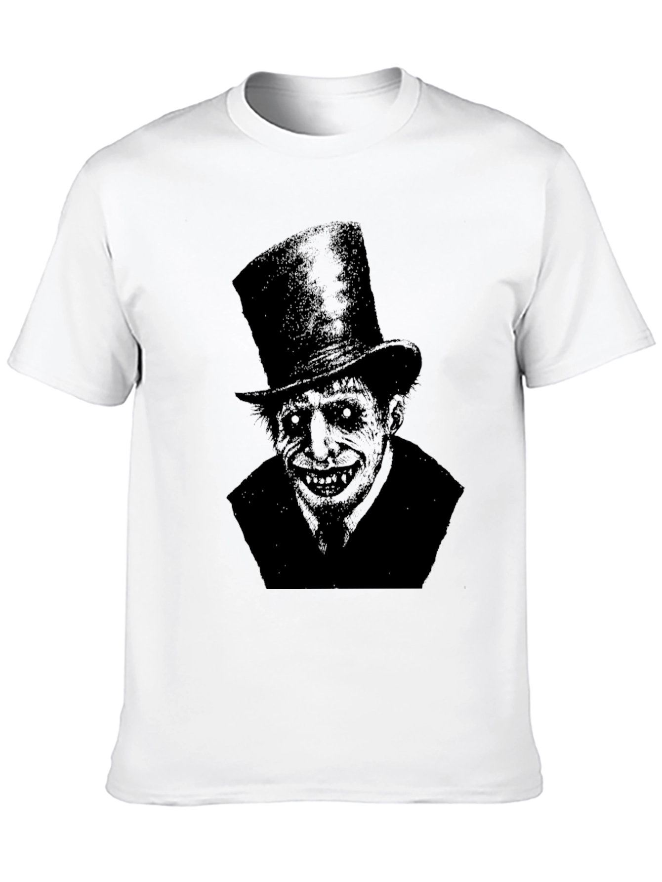 Black Eerie Top Hat Man Graphic Tee - Dark Humor Style view 10