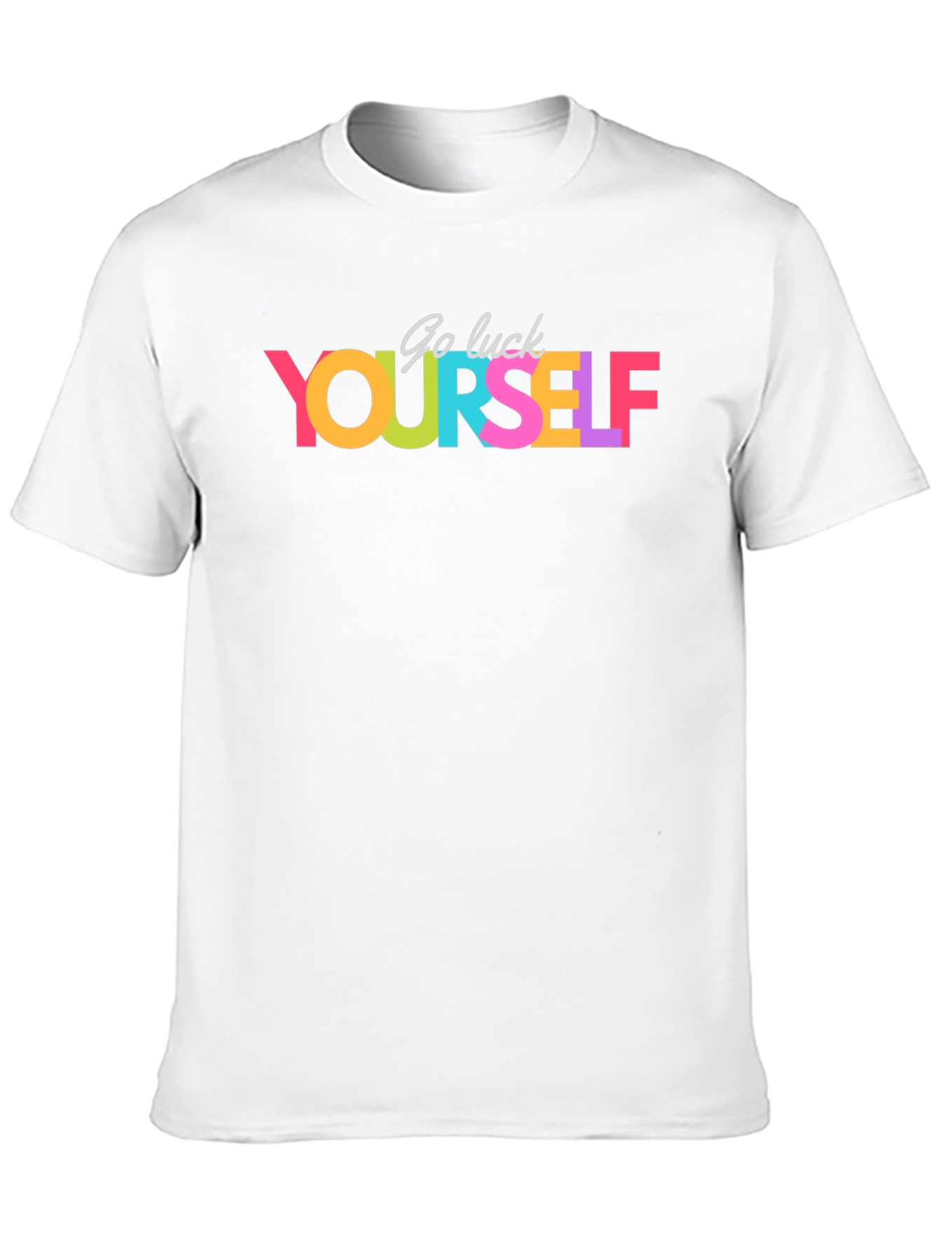 Black Go Luck Yourself Colorful Graphic T-Shirt view 10
