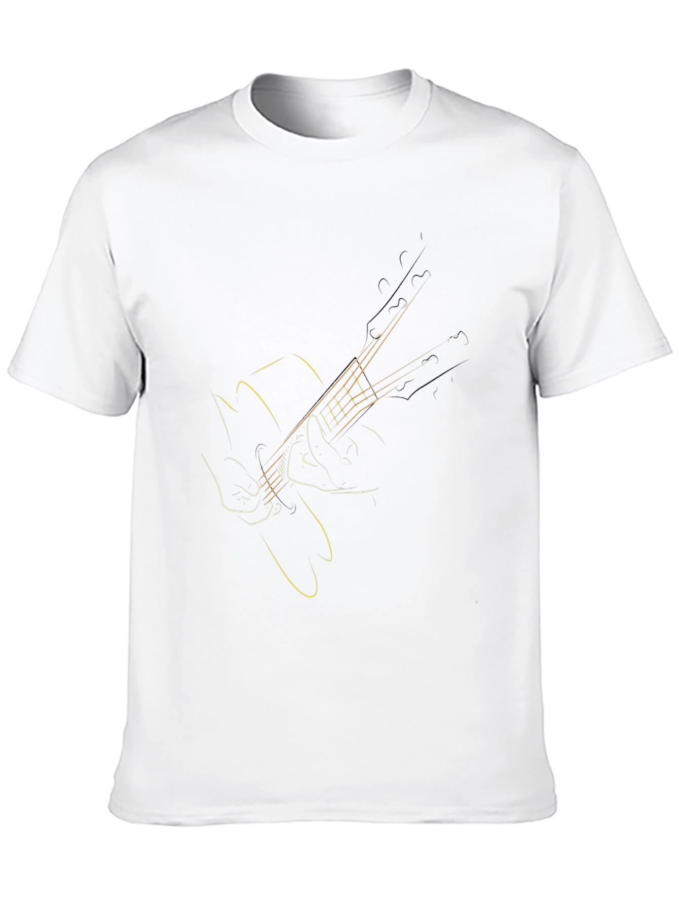 Black Guitar Outline Graphic Tee - Stylish Musician T-Shirt view 10