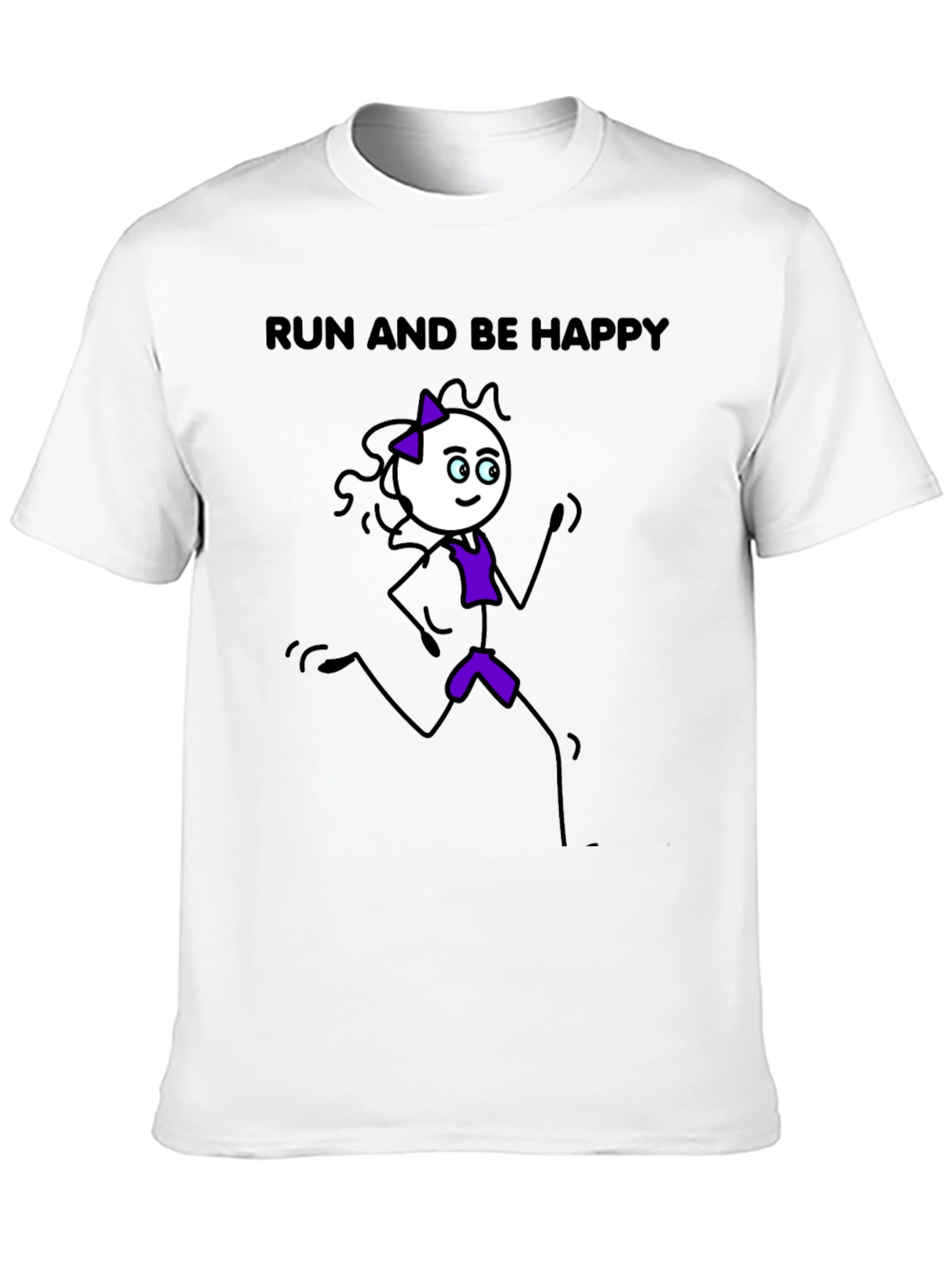 Black Run and Be Happy T-Shirt - Stick Figure Design view 10