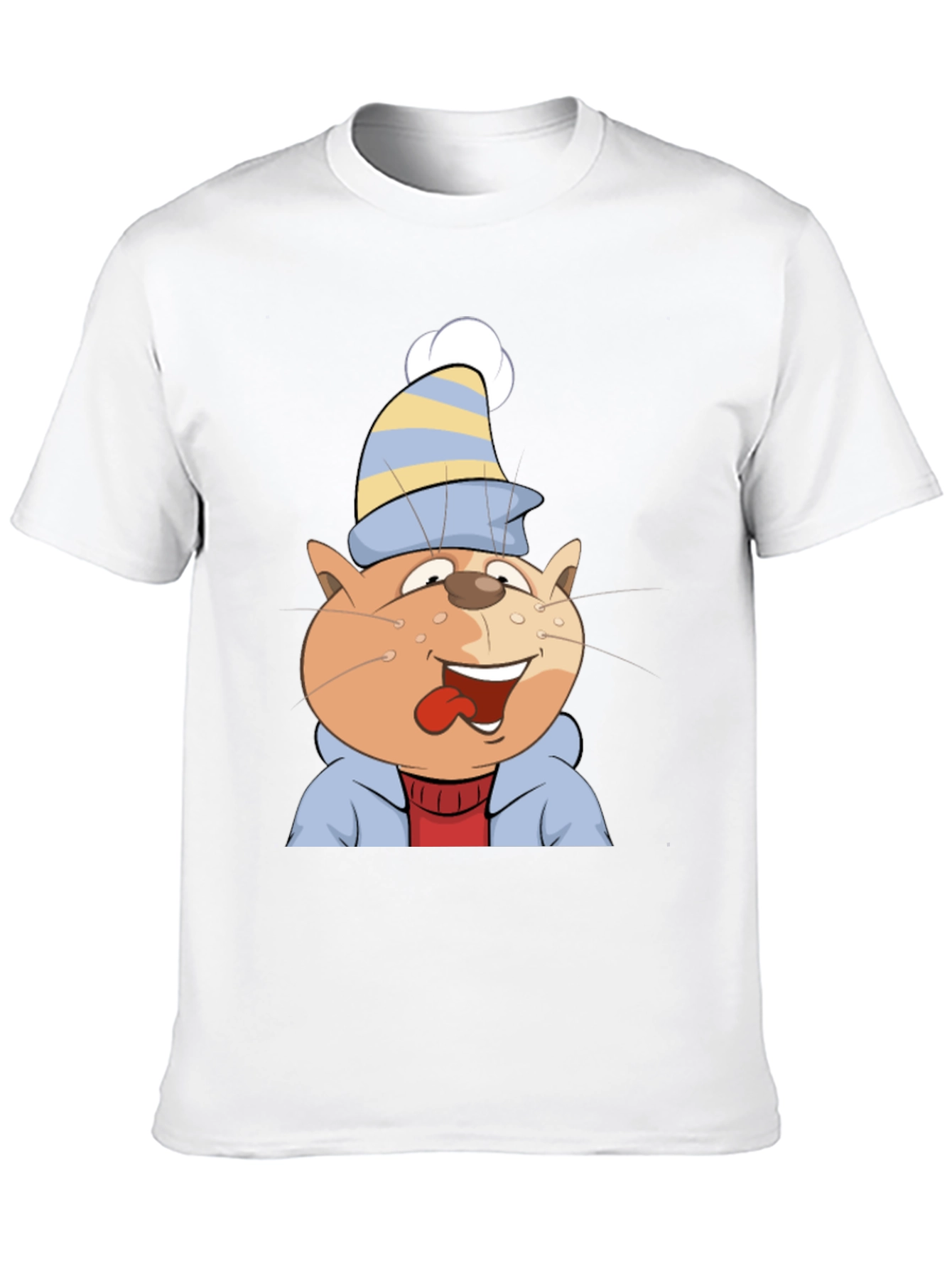 Black Cartoon Cat Graphic Tee - Black Cotton Casual Shirt view 10