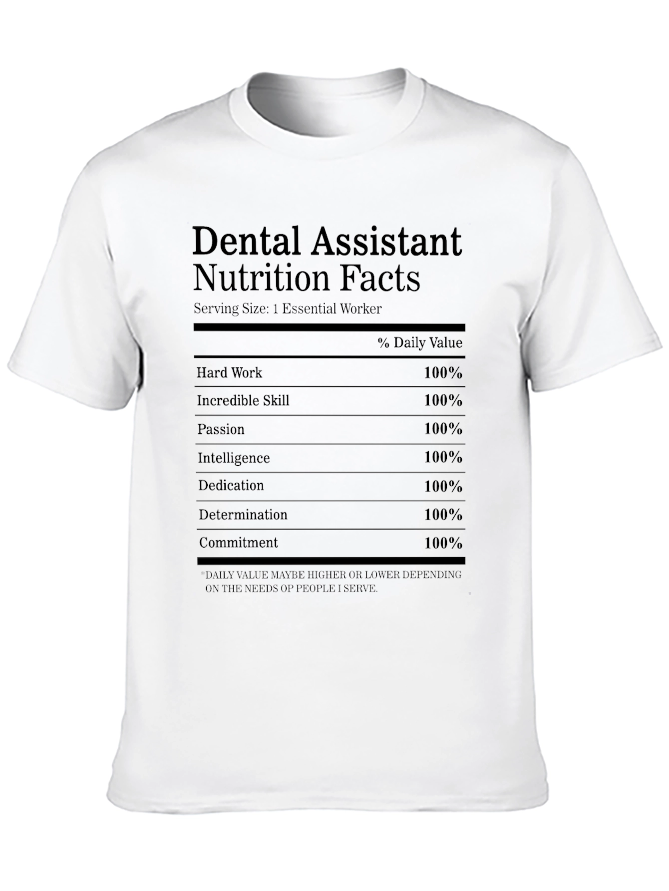Black Dental Assistant Nutrition Facts T-Shirt view 10