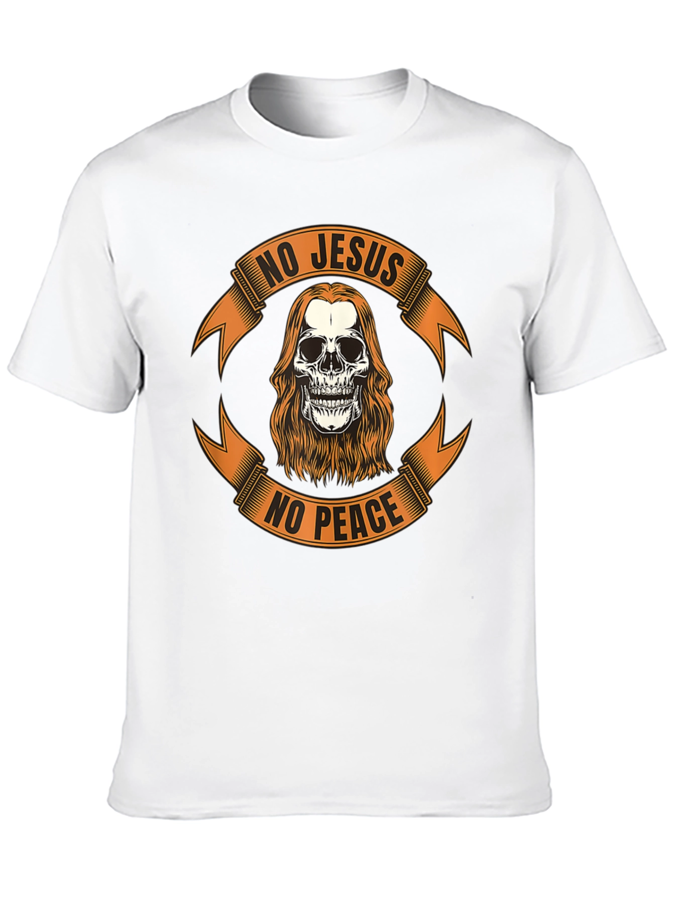 Black No Jesus No Peace Skull Graphic Tee - Black view 10