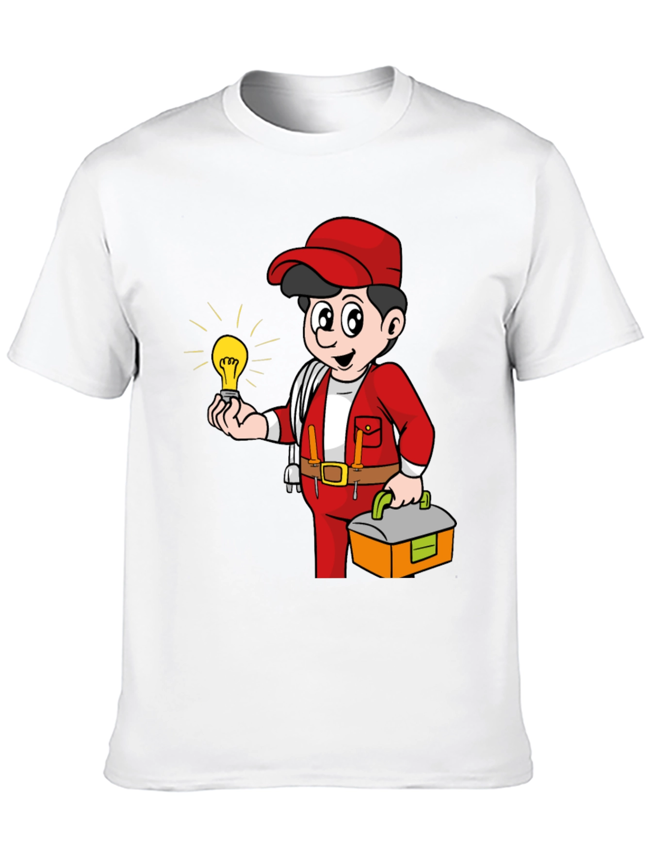 Black Electrician Cartoon Graphic Tee view 10