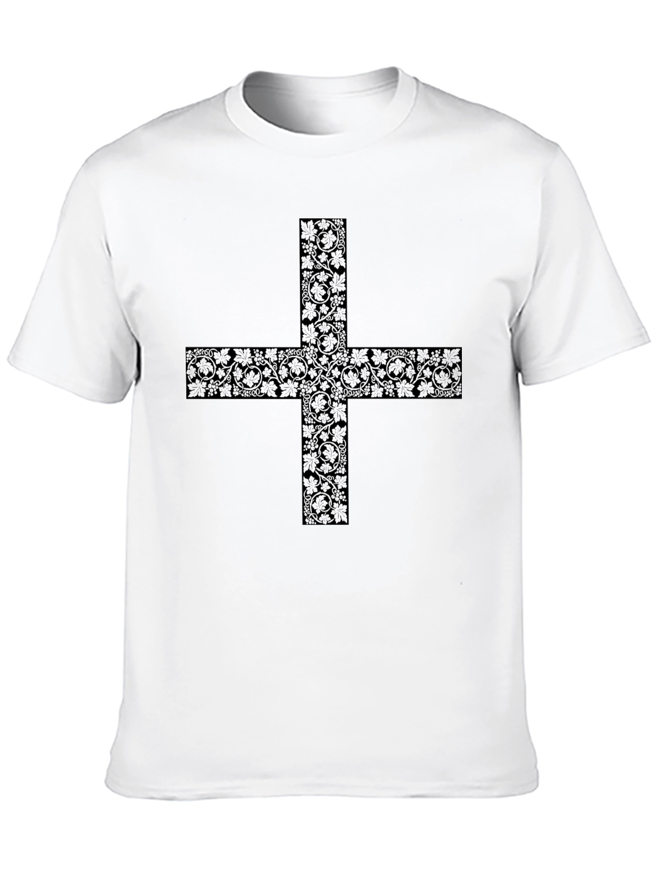 Black Floral Cross Graphic Black T-Shirt view 10
